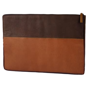Oxford | Small Dark Brown & Tan Leather Laptop Sleeve