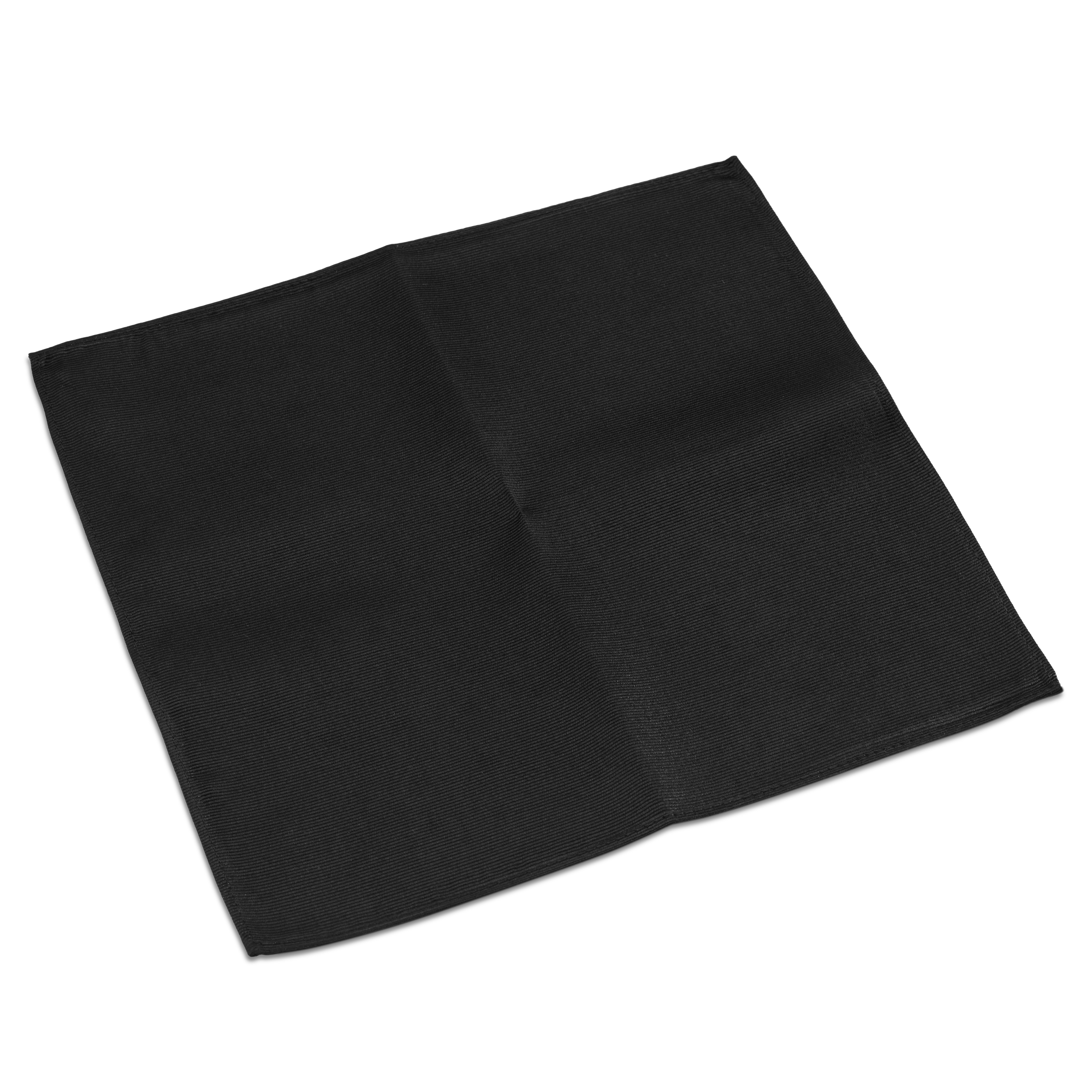 Черна кърпичка за сако от копринен туил - 3