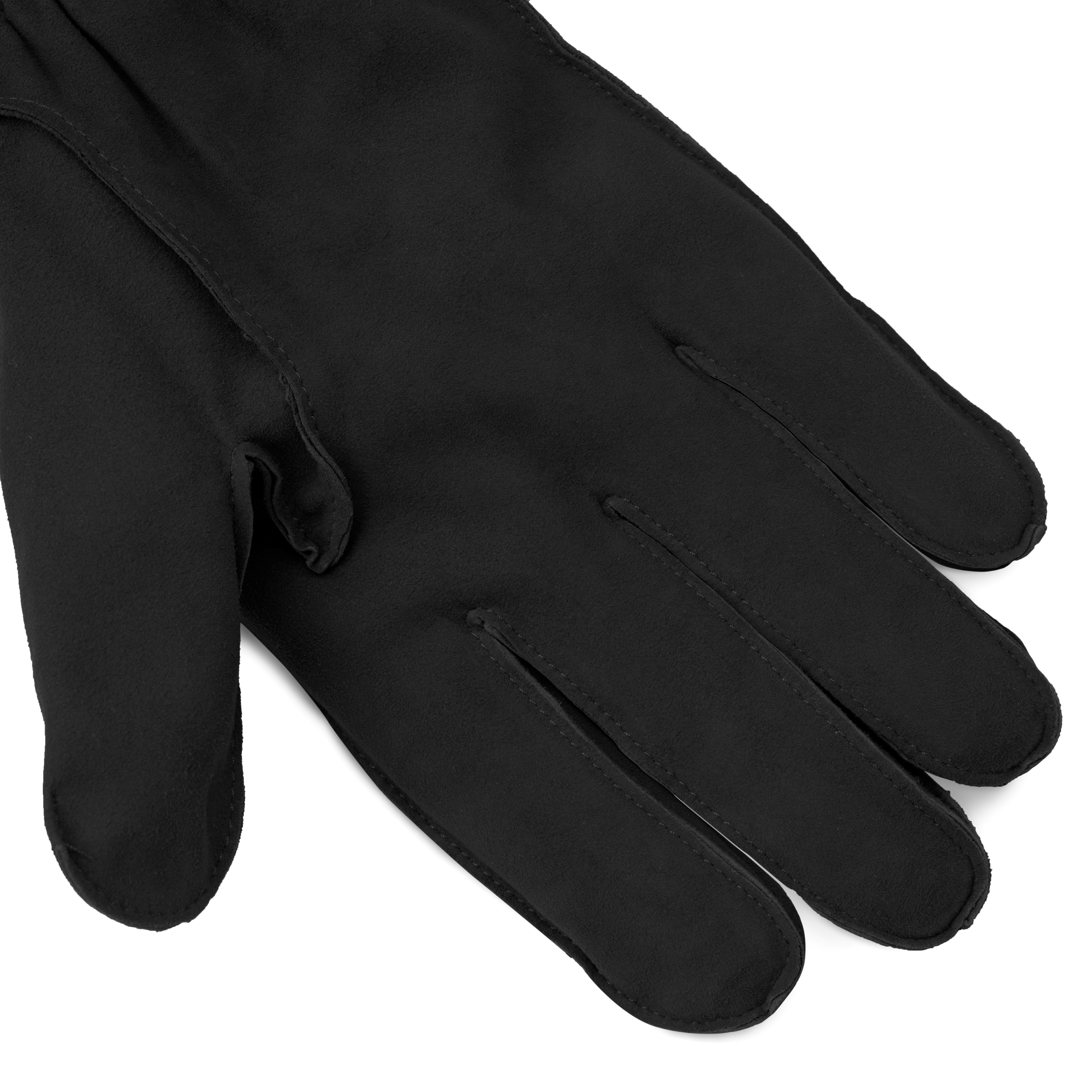 Black Suede Leather Gloves with Buckle - 4