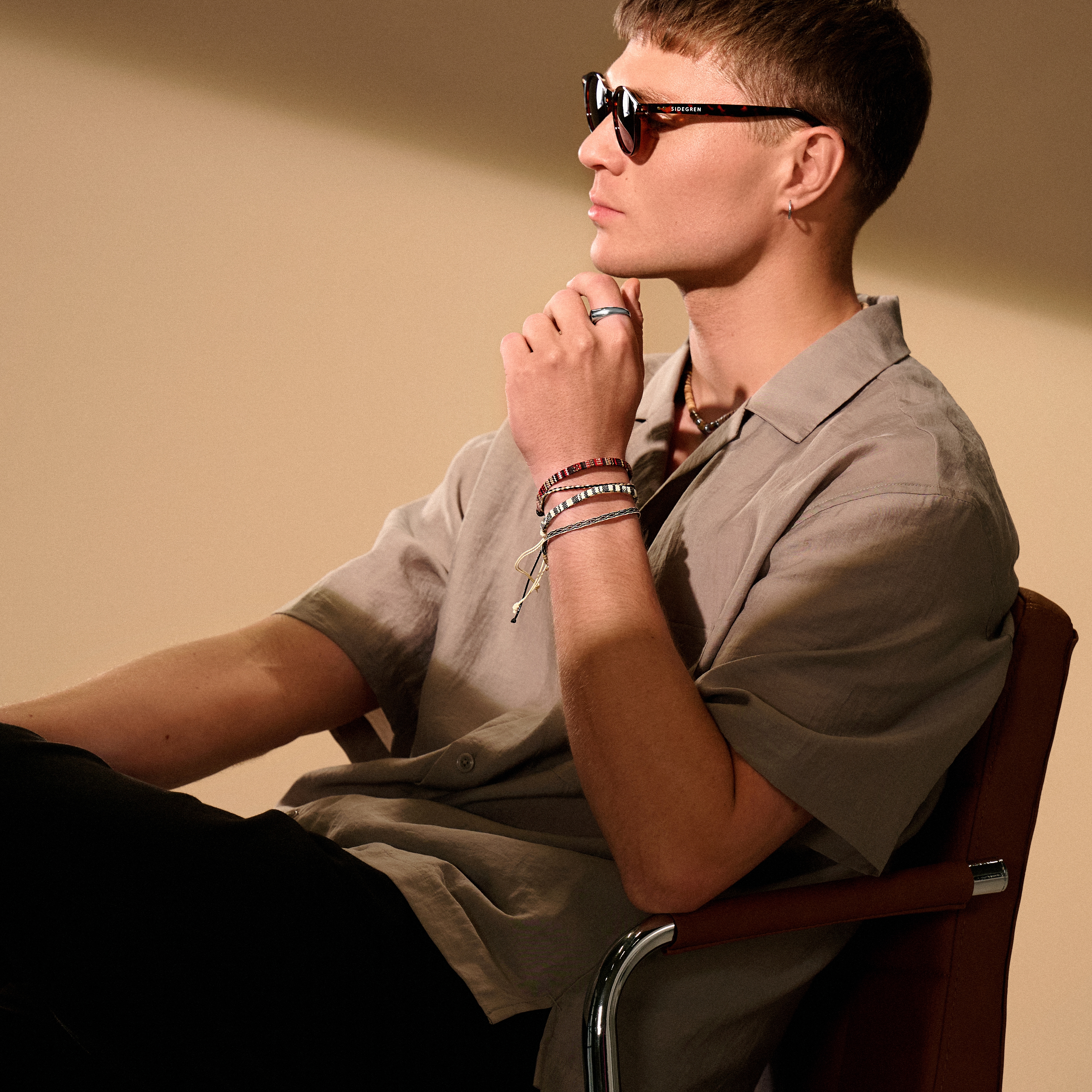 Red & White Multicoloured Textile Surfer Bracelet - 5