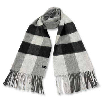 Aurora | Γκρι και μαύρο ριγέ μάλλινο κασκόλ (lambswool) Aurora | Γκρι και μαύρο ριγέ μάλλινο κασκόλ (lambswool)