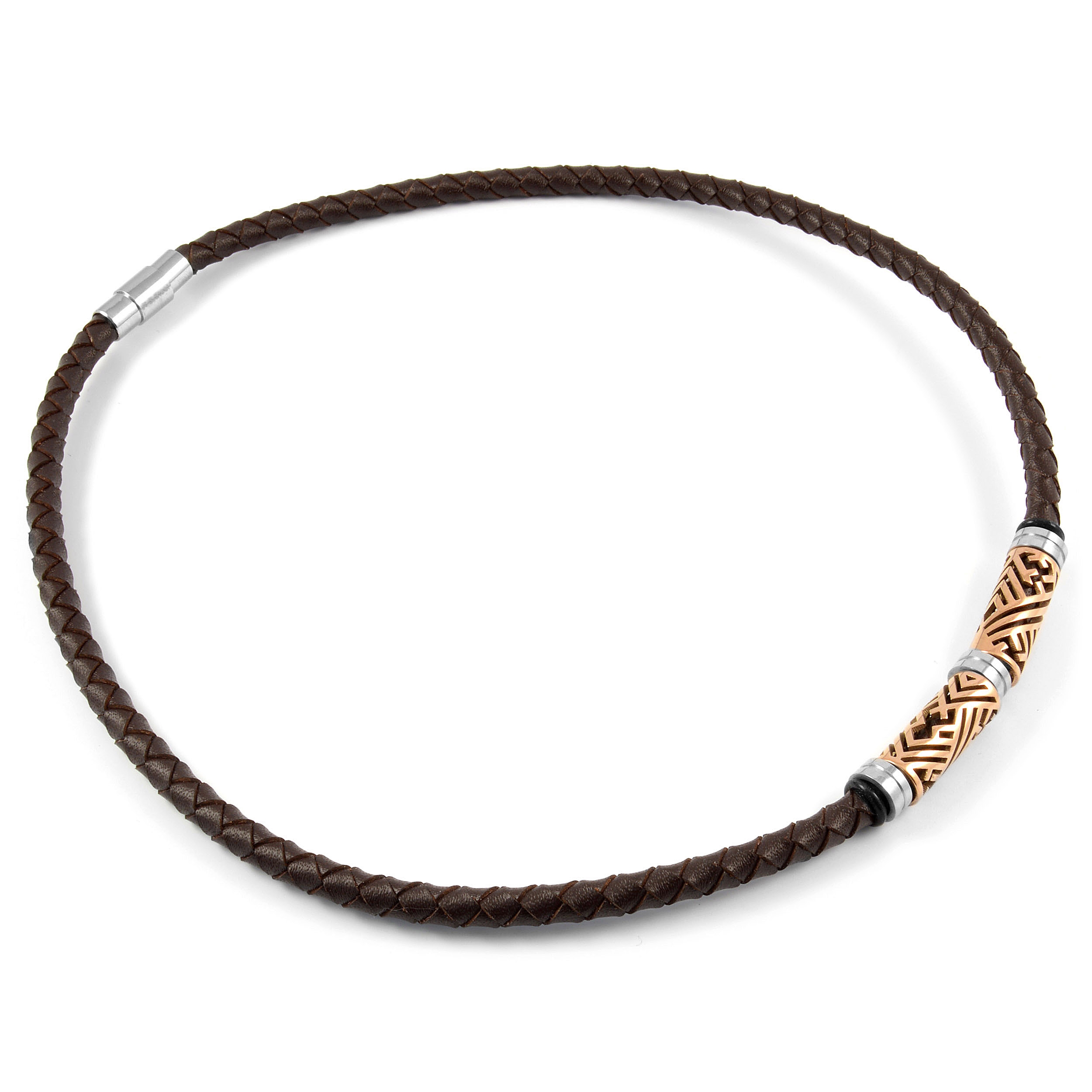 Rose Gold-Tone Leather Necklace - 2