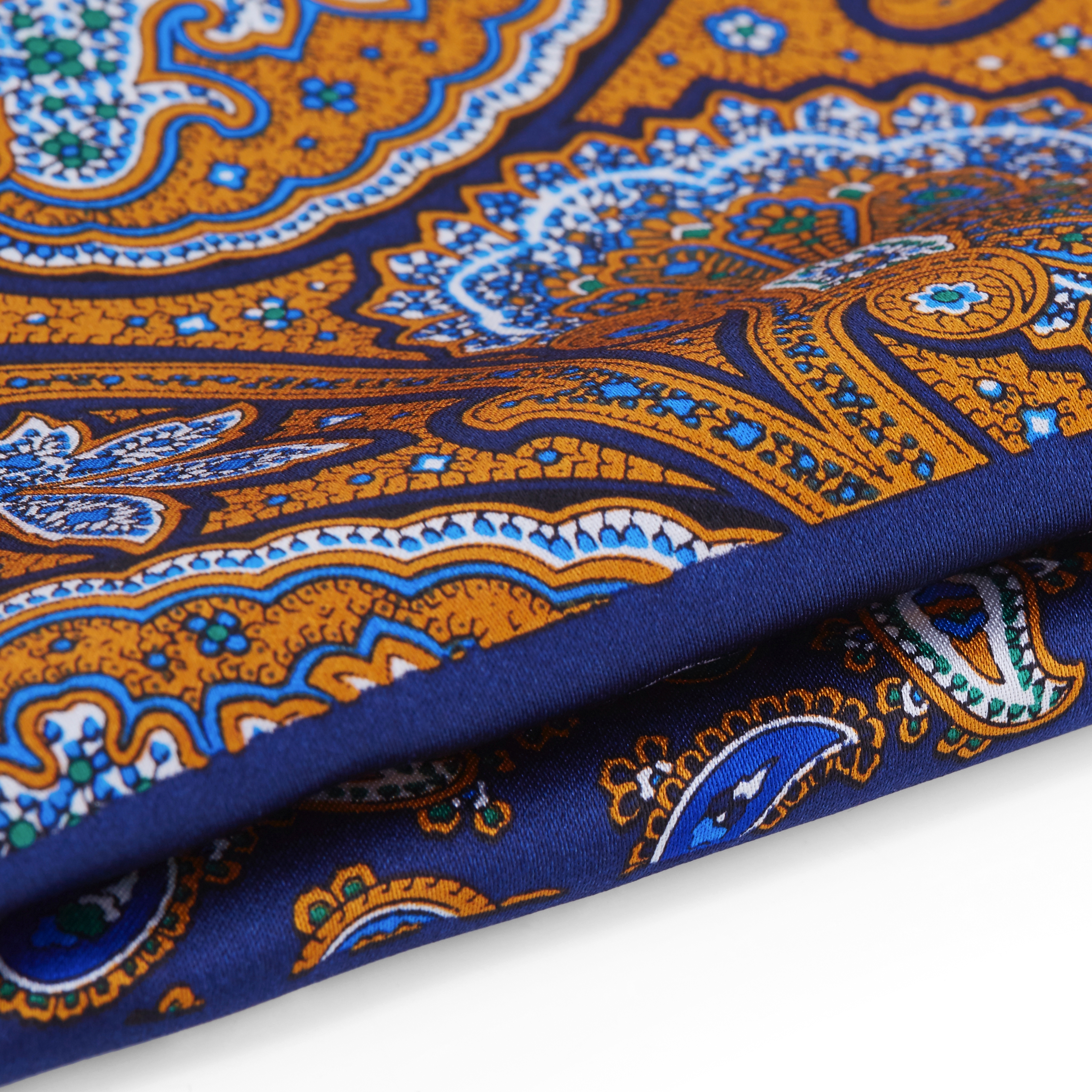 Blå og Orange Lommeklud med Patchwork Mønster - 2