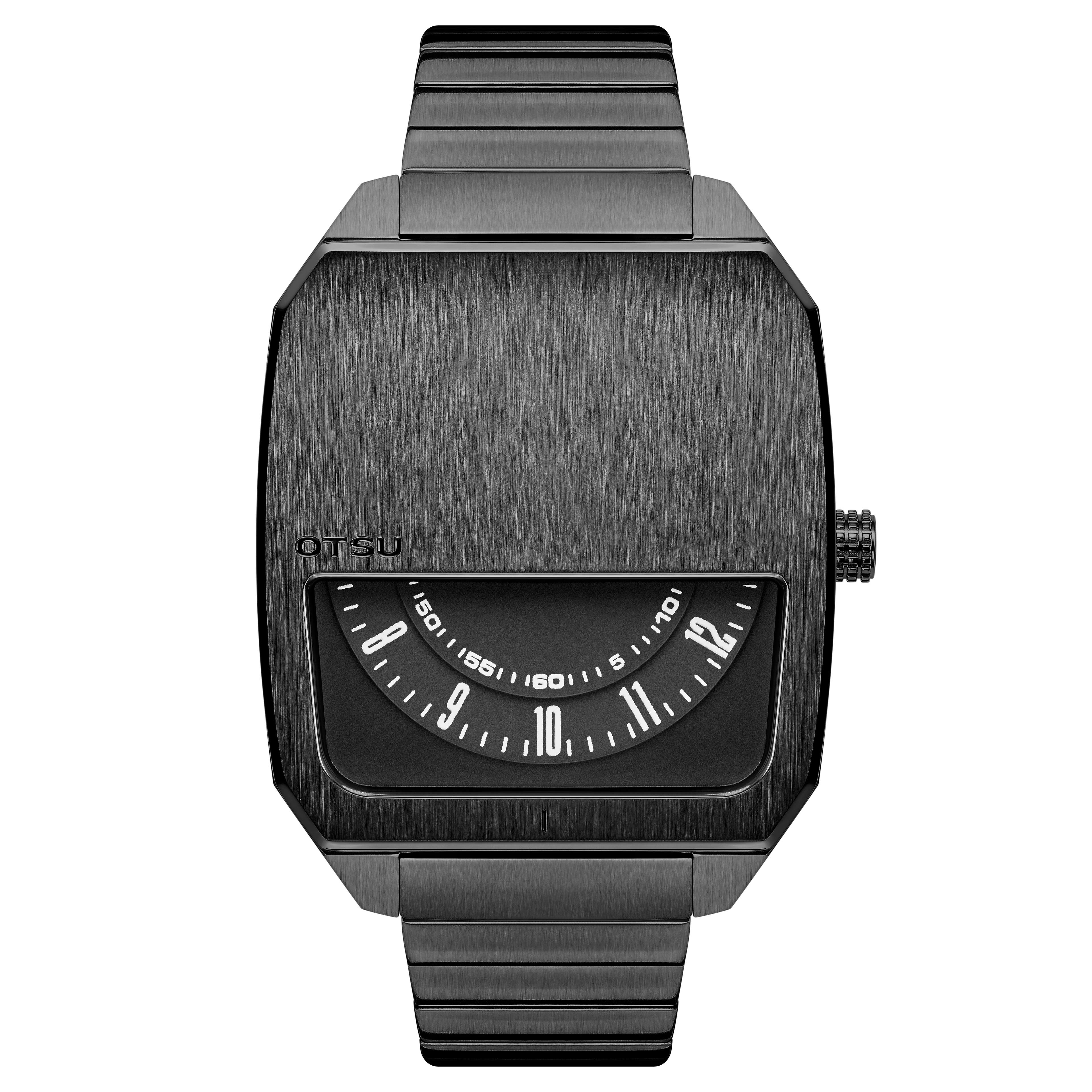 Hoc | Relógio em Aço Inoxidável Cinza Escuro com Mostrador Semioculto