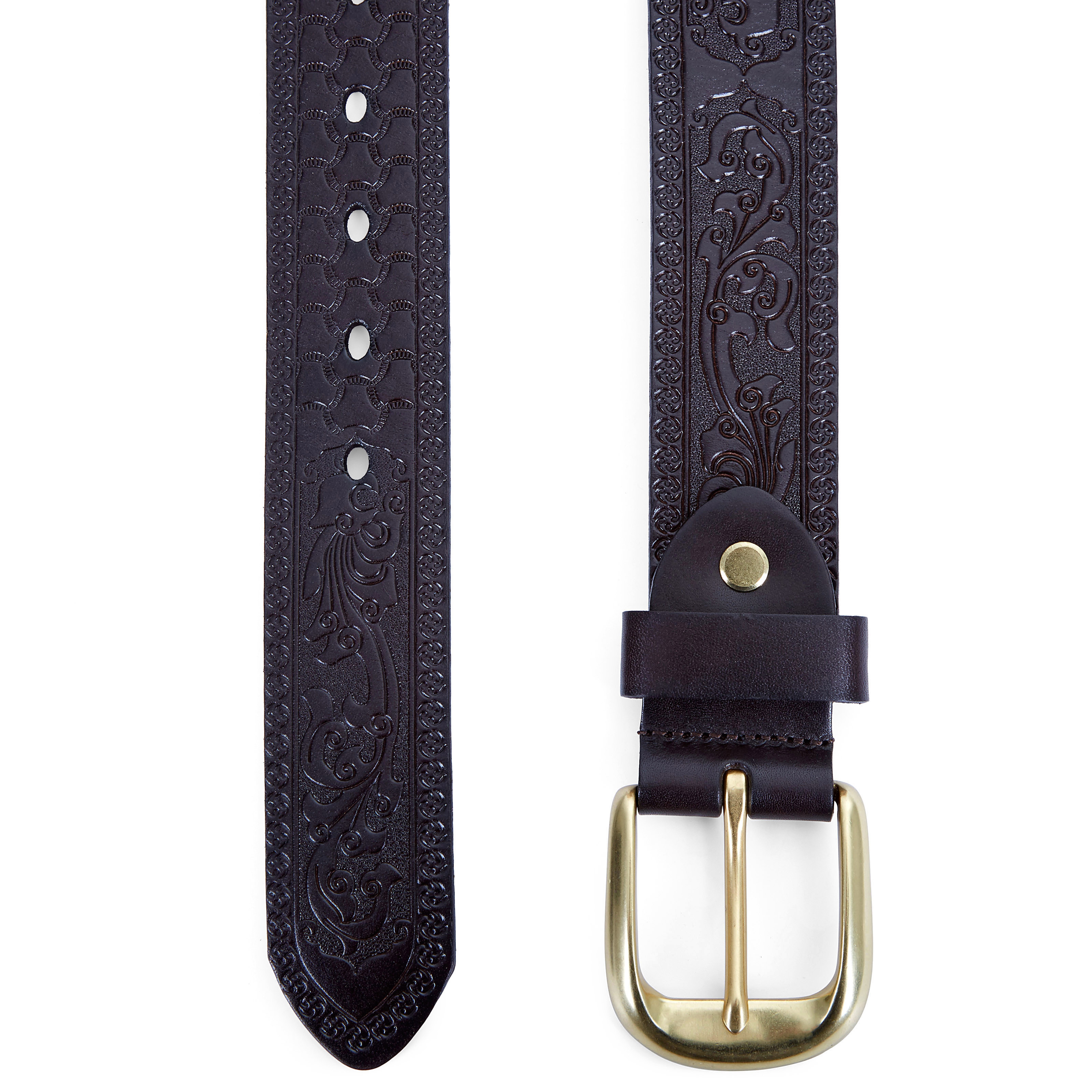 Δερμάτινη Ζώνη Embossed Brown - 2