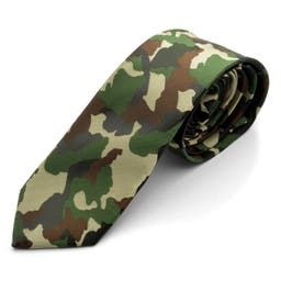 Zeleno-hnedá kamuflážna kravata