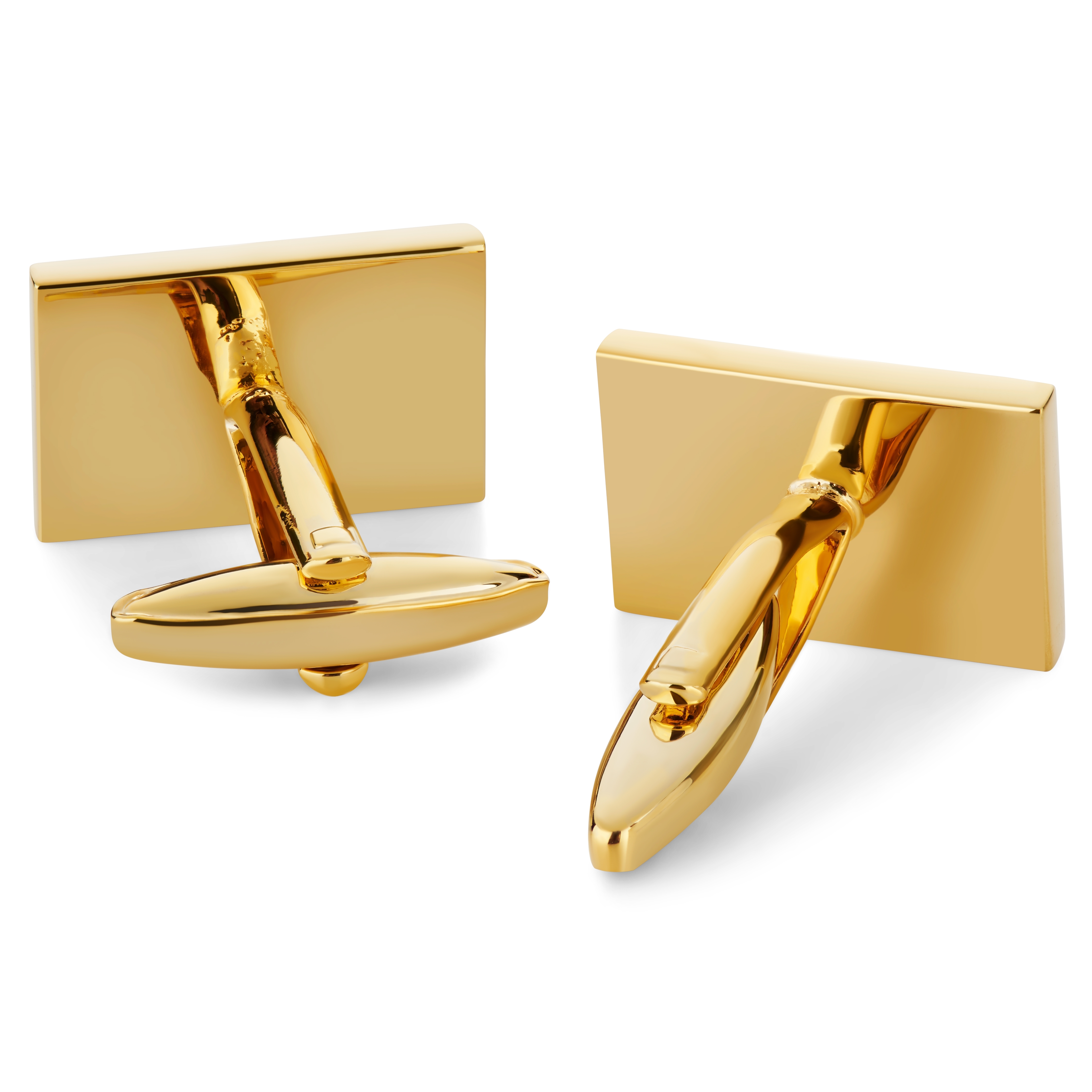 Polished Rectangular Gold-Tone Cufflinks - 2