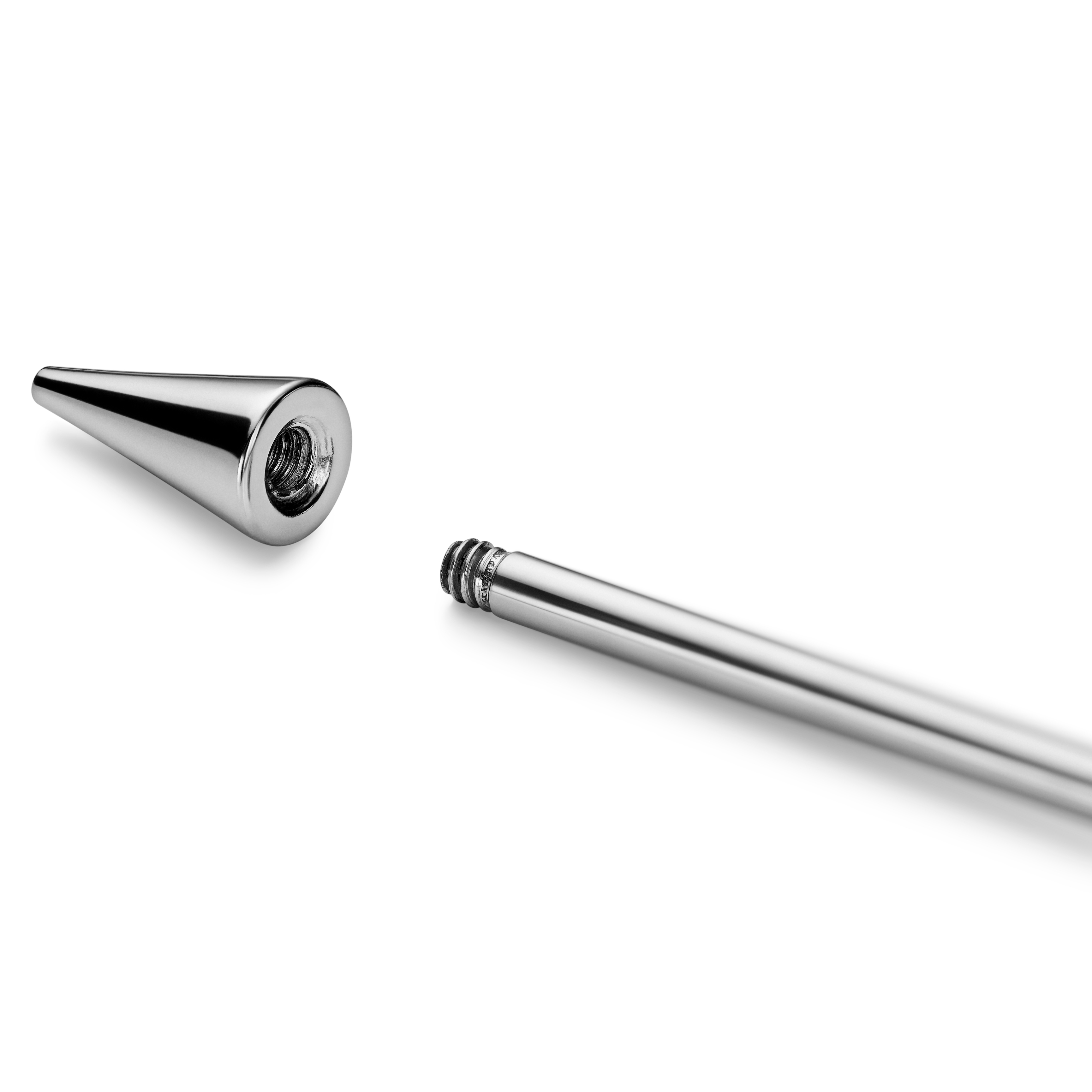 38 mm Silberfarbener gerader Barbell aus Chirurgenstahl mit Stacheln - 2