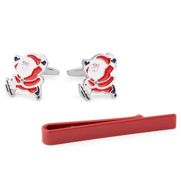 Father Christmas Tie Bar and Cufflinks Set