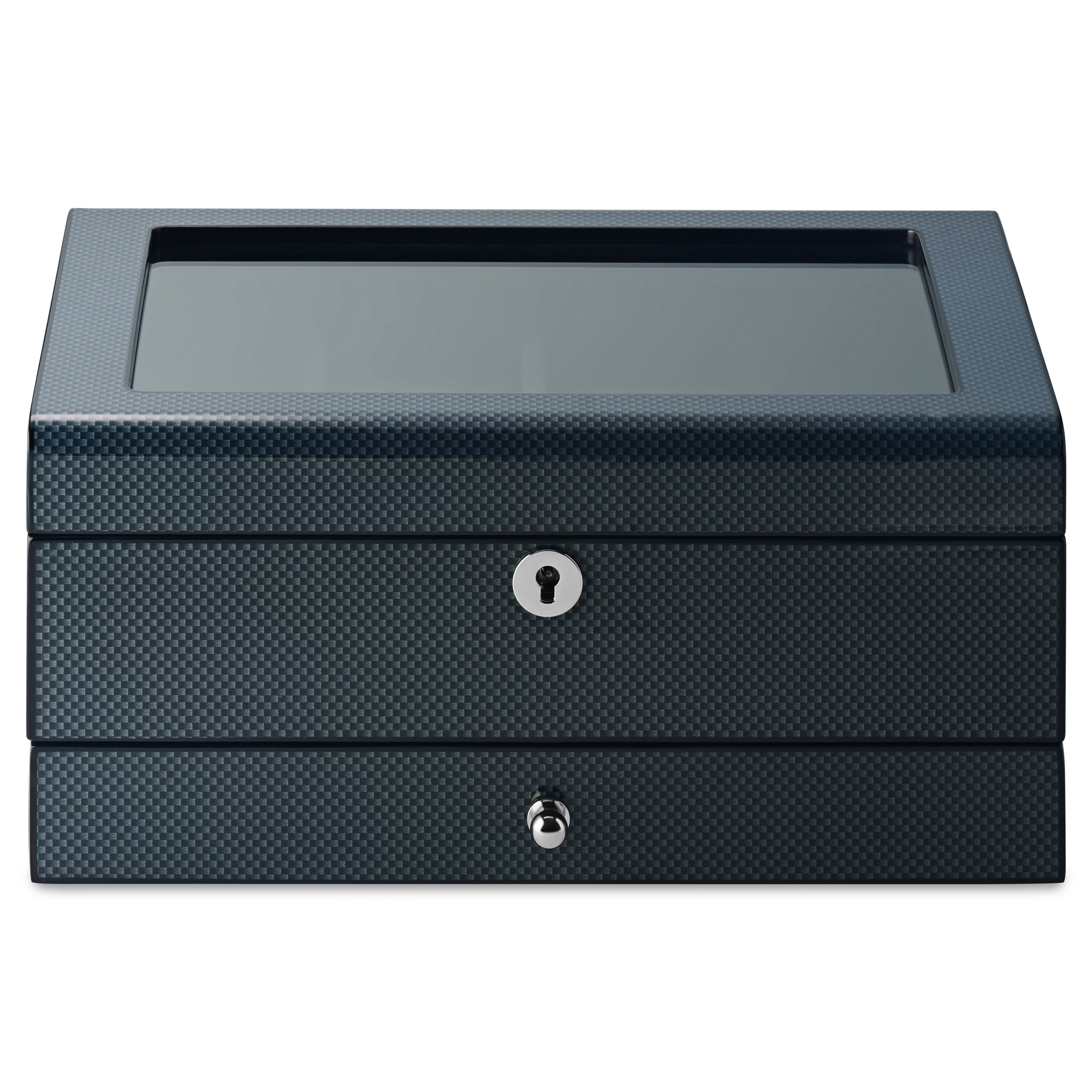 Uhren- und Schmuckschatulle mit 8 Fächern aus Kohlefaserfurnier - 4