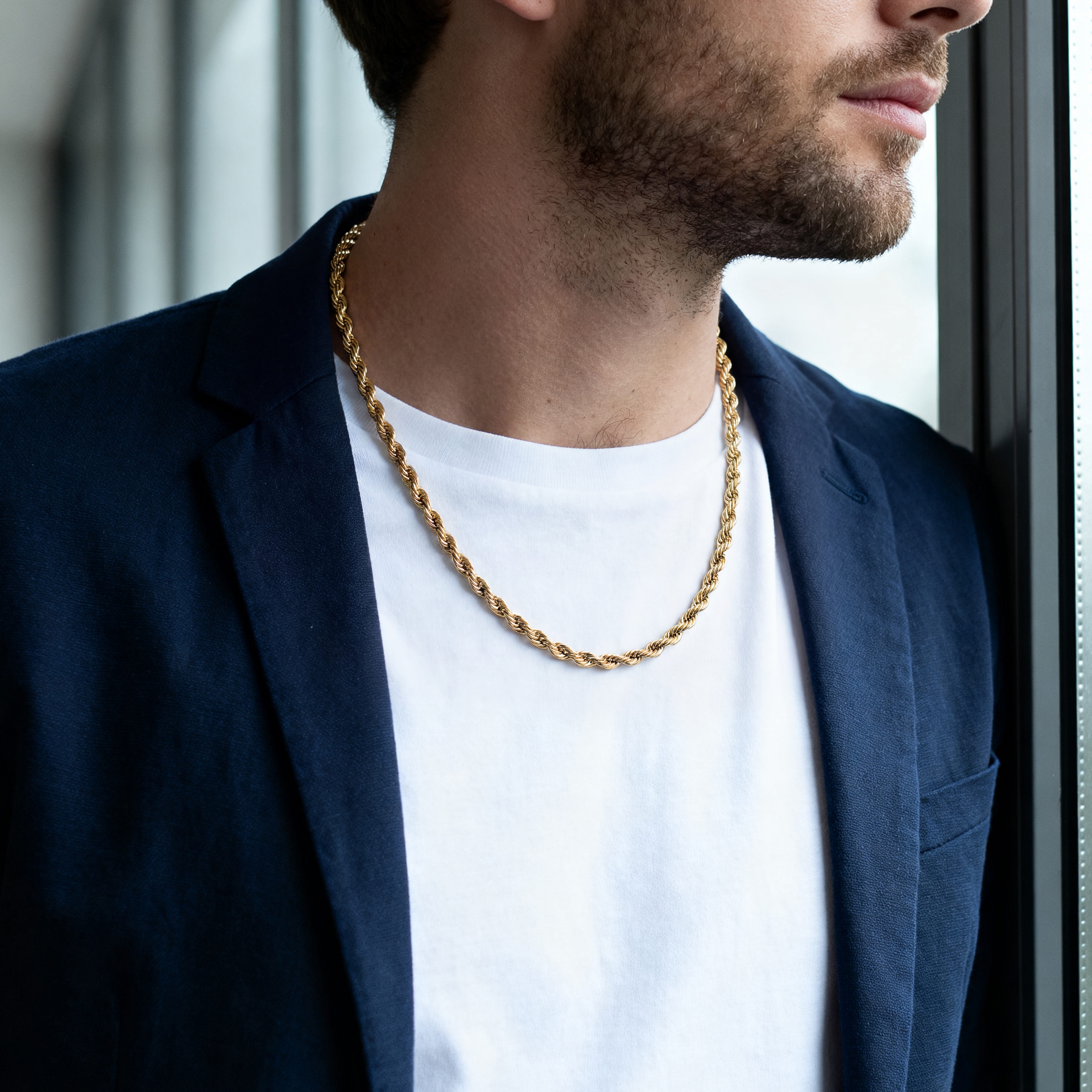 Amager | 6 mm Gold-Tone Rope Chain Necklace - 3