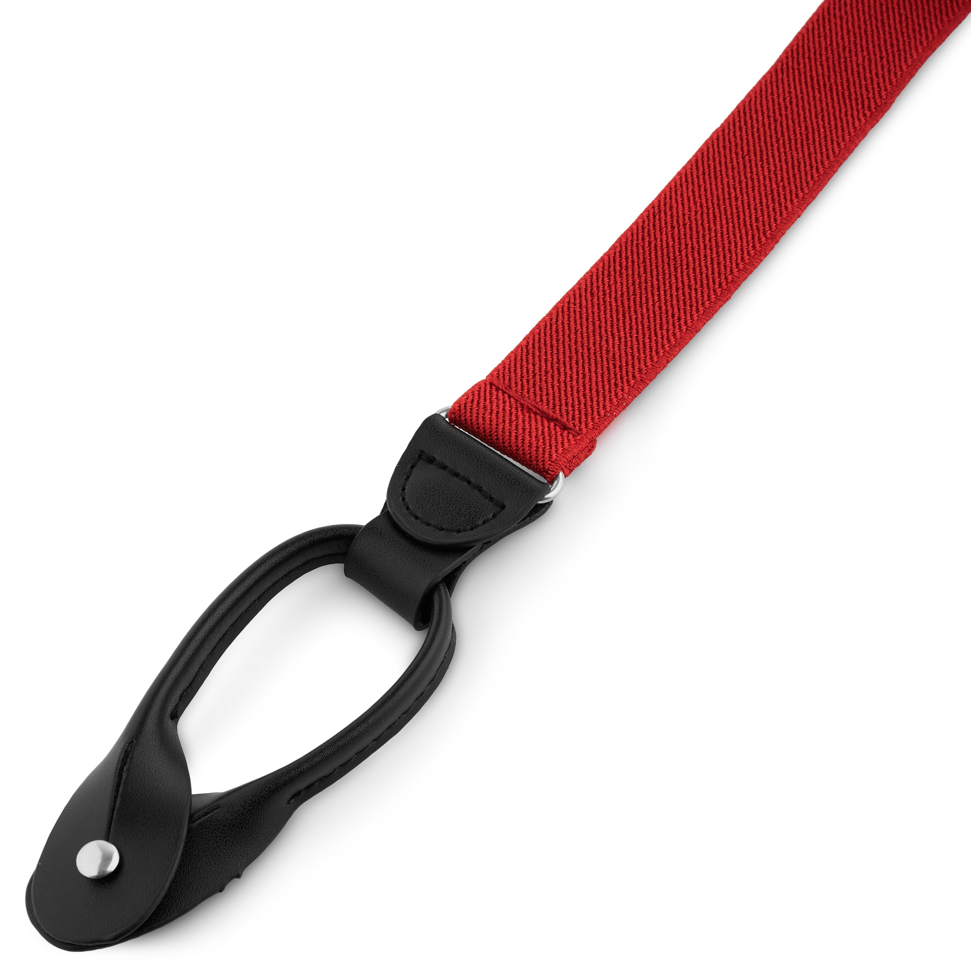 Slim Crimson Split Button Braces - 2