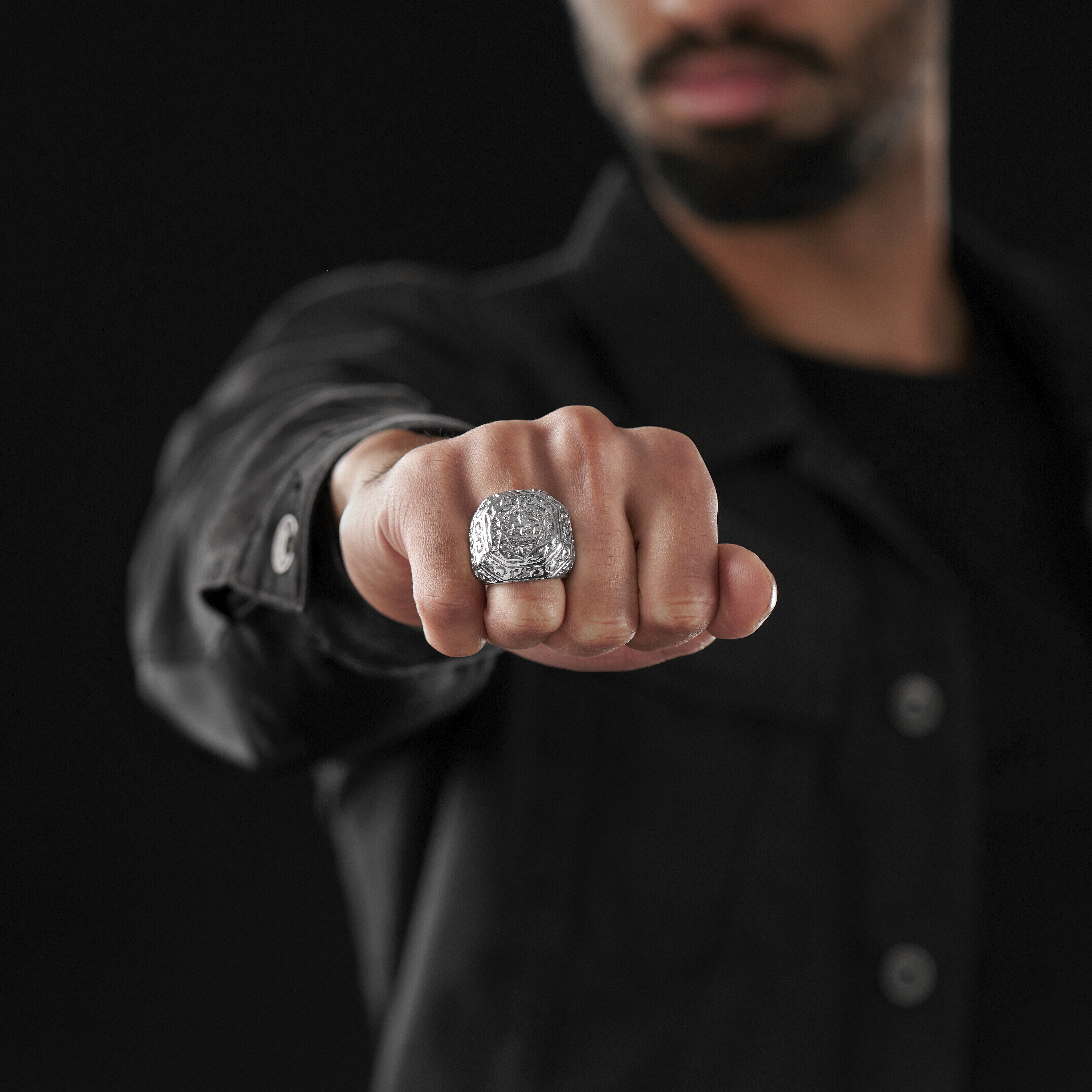  Roman Cross Solid Steel Ring - 4