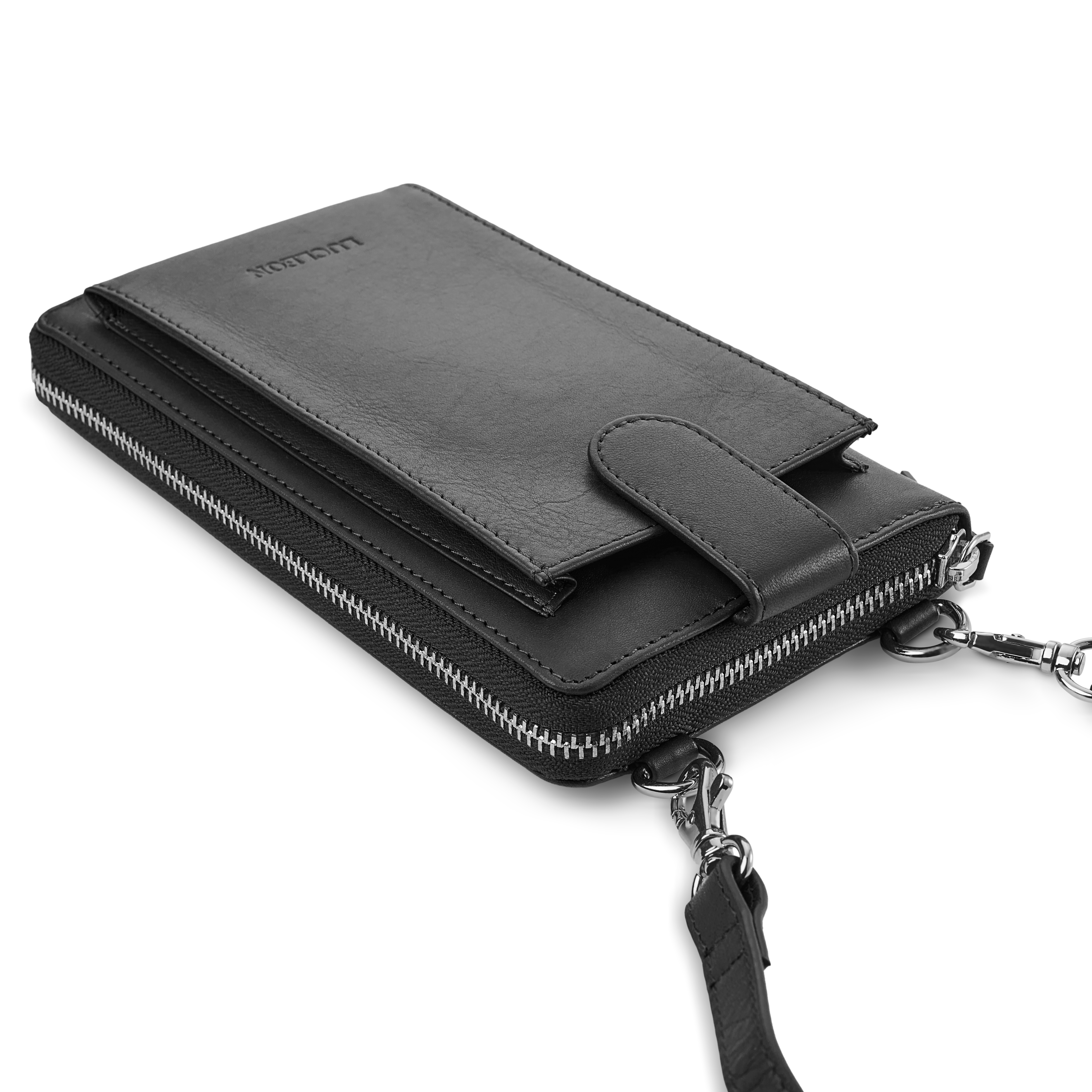 Black Leather Mobile Phone Bag - 4