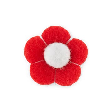 Red & White Felt Flower Lapel Pin