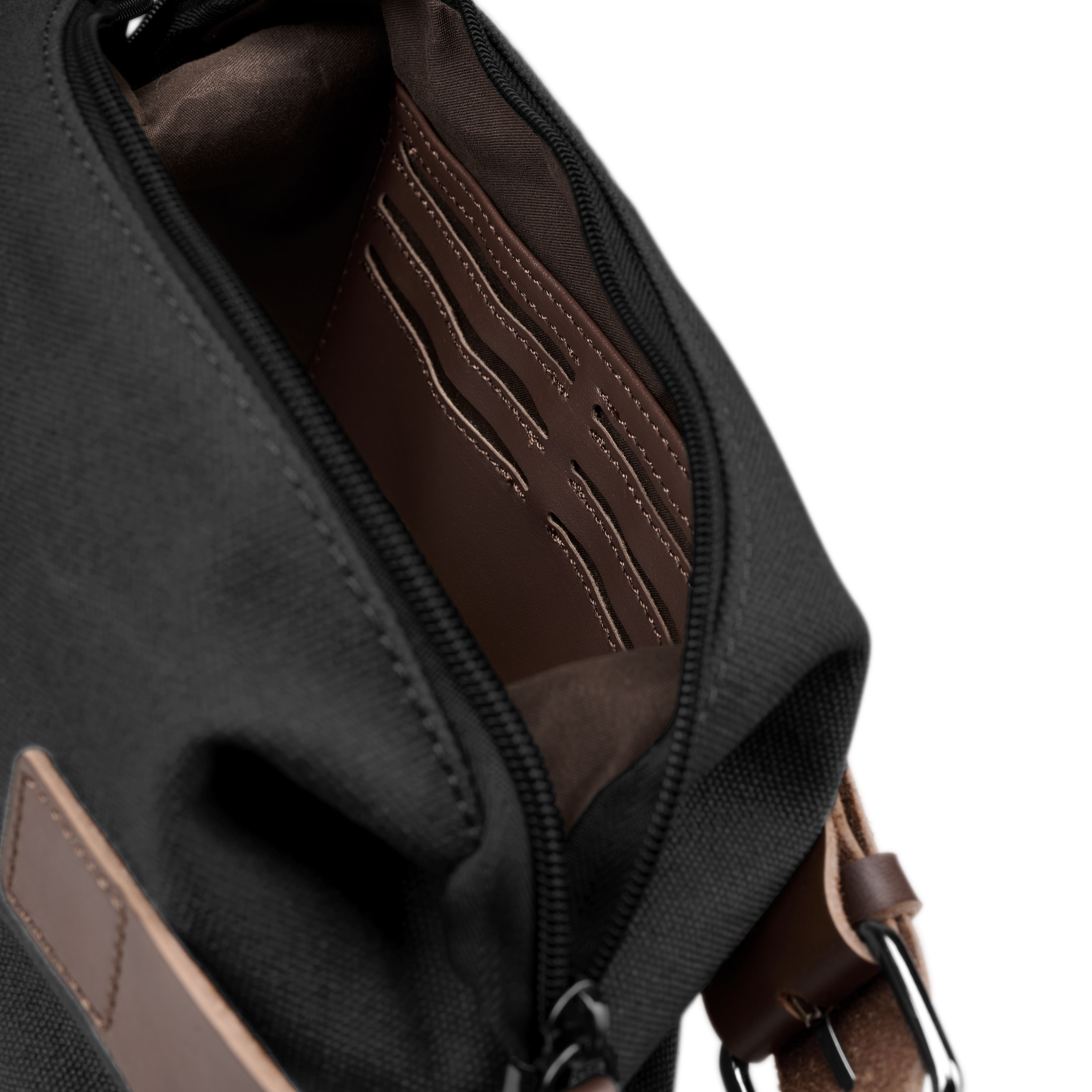 Dunkelgrau Canvas & Braun Leder Kulturtasche - 4