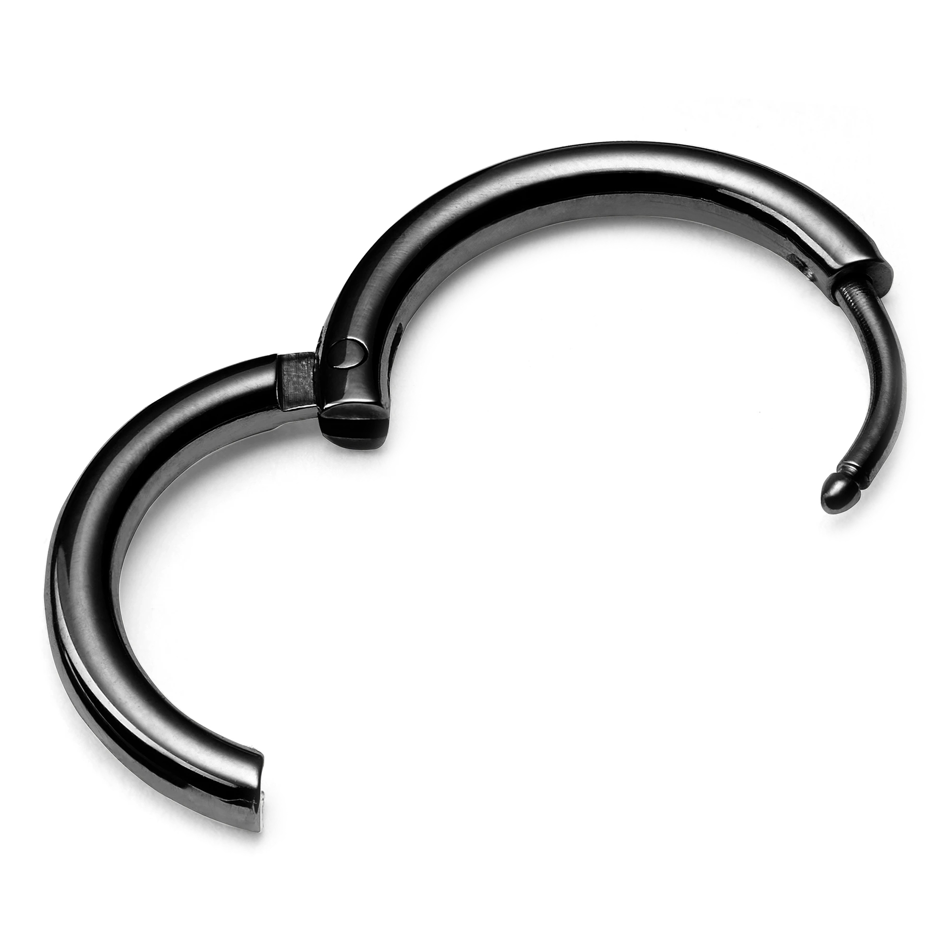 Black Stainless Steel Hoop Earring - 2