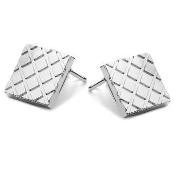 Silver-Tone Polished Button Copper Cufflinks & Tie Clip Set Silver-Tone Polished Button Copper Cufflinks & Tie Clip Set