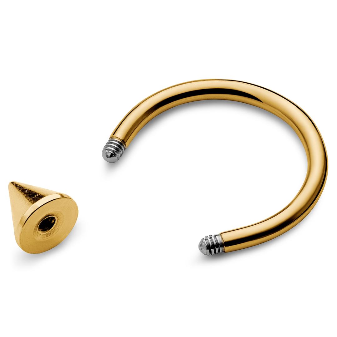 10 Mm Goudkleurige Titanium Circular Barbell Met Spikes Op Voorraad 10-mm-goudkleurige-titanium-circular-barbell-met-spikes-op-voorraad