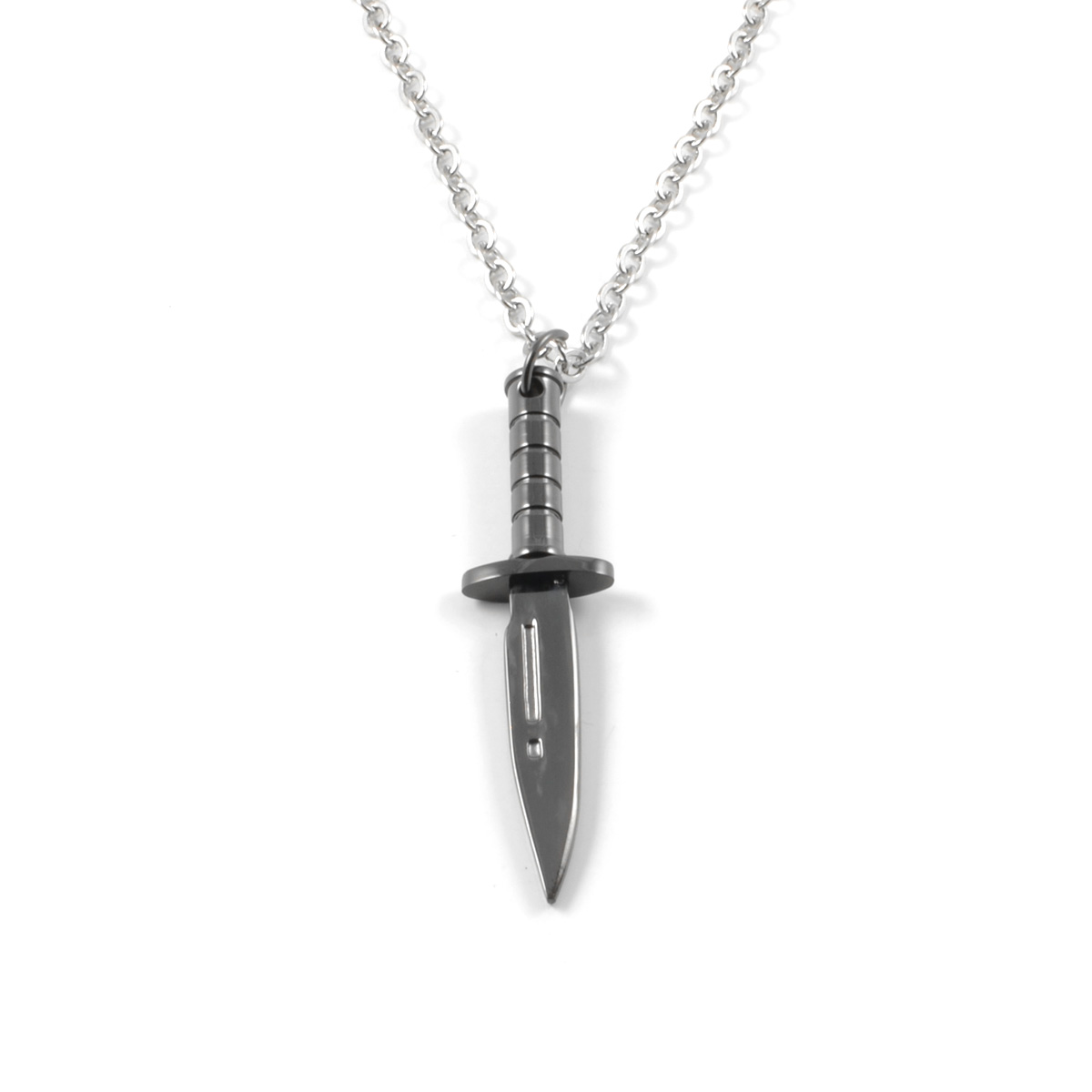 Mens Silver Dagger Pendant Necklace With Long Chain | Classy Men Collection