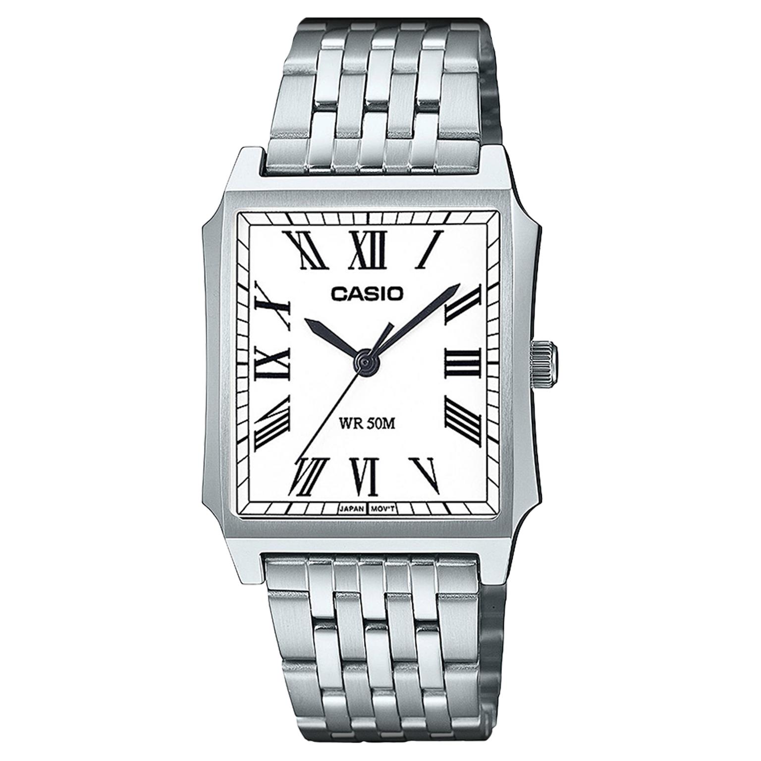 Casio Timeless MTP-B190D-7BVEF ceas quartz din oțel inoxidabil, argintiu Casio Timeless MTP-B190D-7BVEF ceas quartz din oțel inoxidabil, argintiu