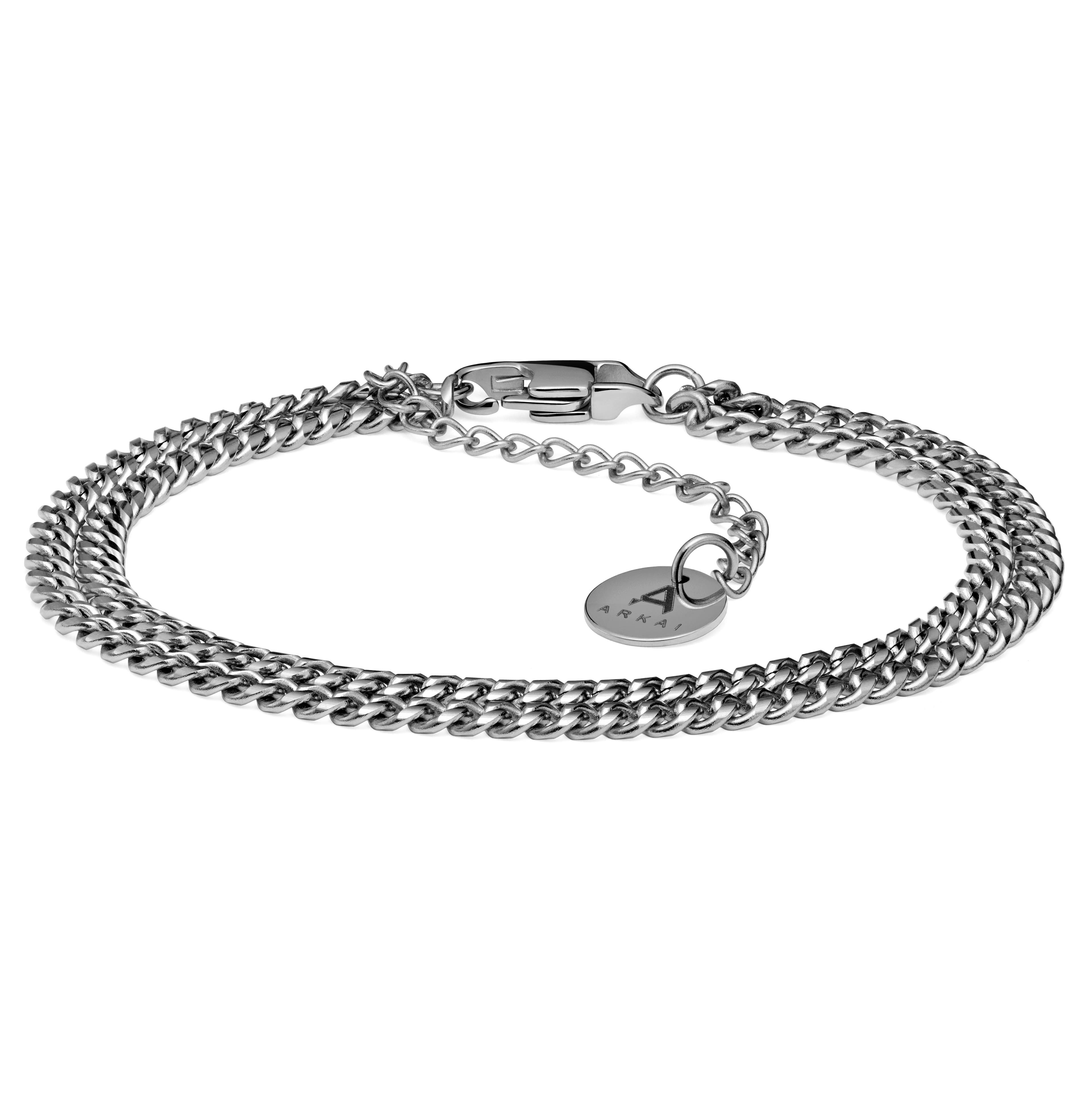 Rico | Silver-Tone Double Curb Chain Bracelet