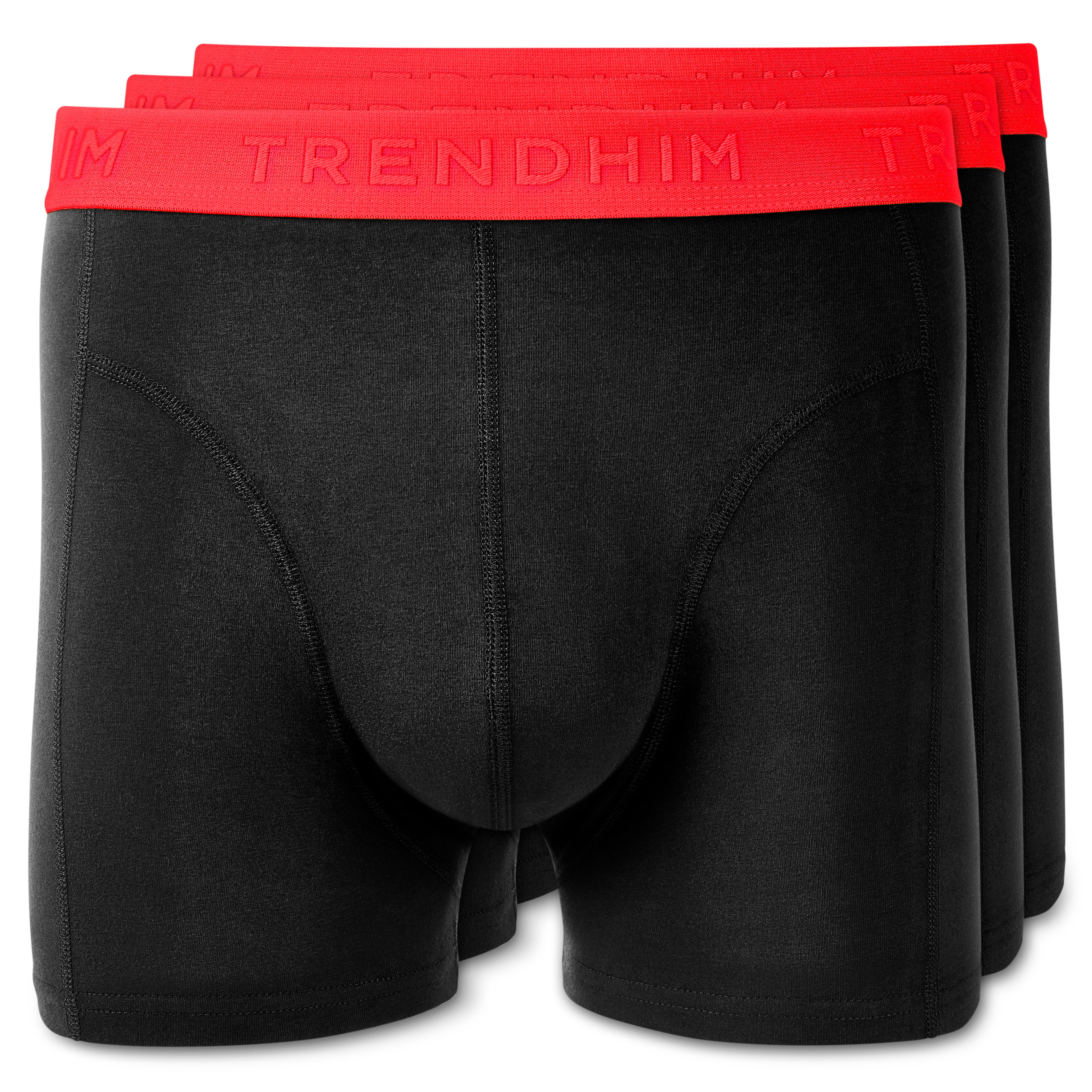 FlexFeel | 3er-Pack Boxerbriefs aus schwarzer Baumwolle mit neonrotem Bund FlexFeel | 3er-Pack Boxerbriefs aus schwarzer Baumwolle mit neonrotem Bund