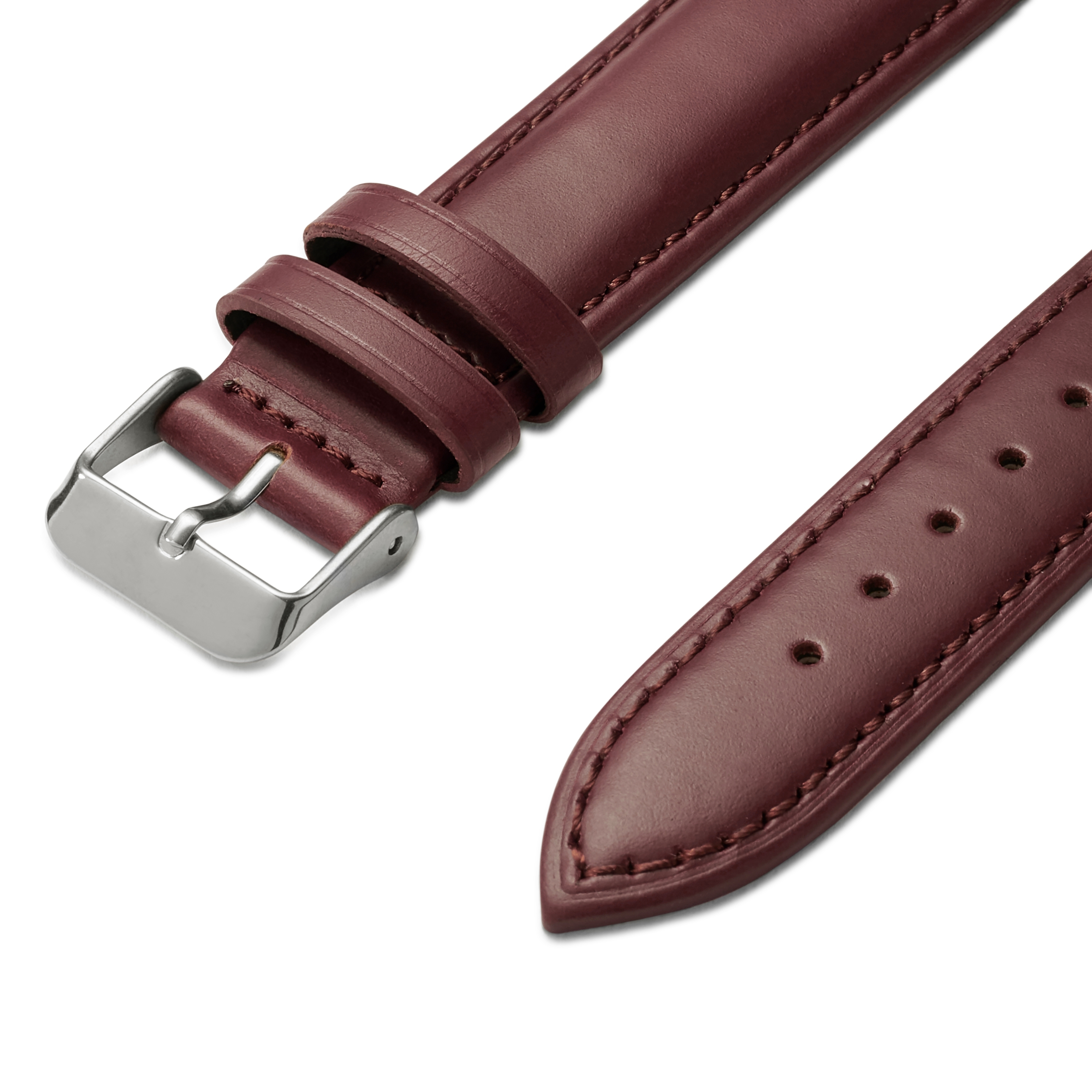 24mm Dark-Brown Leather Watch Strap with Silver-Tone Buckle – Quick Release - 2