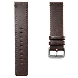 Brown Leather Watch Strap with Gray Buckle