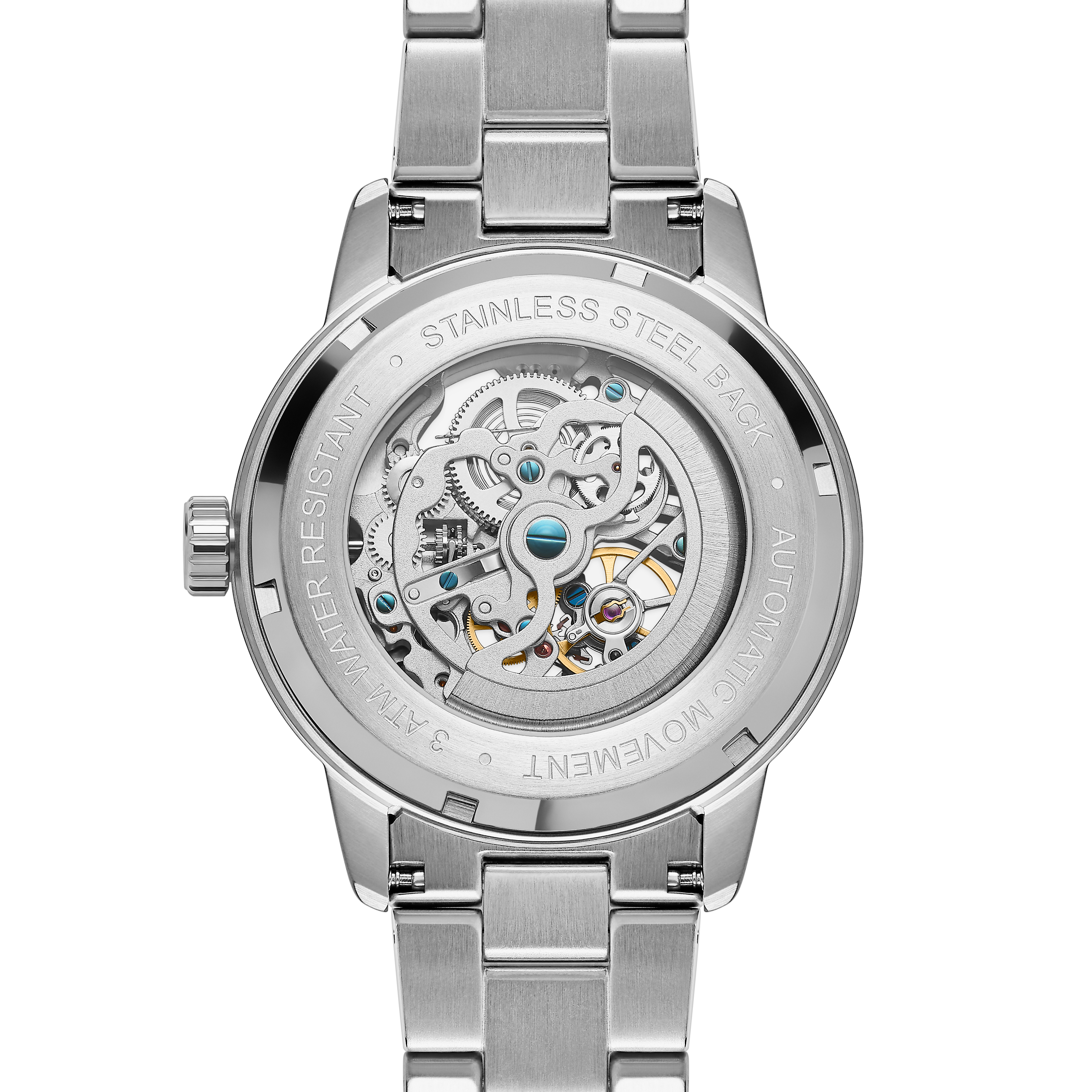Dante II | Silver-Tone Stainless Steel Skeleton Watch With Green Dial - 6