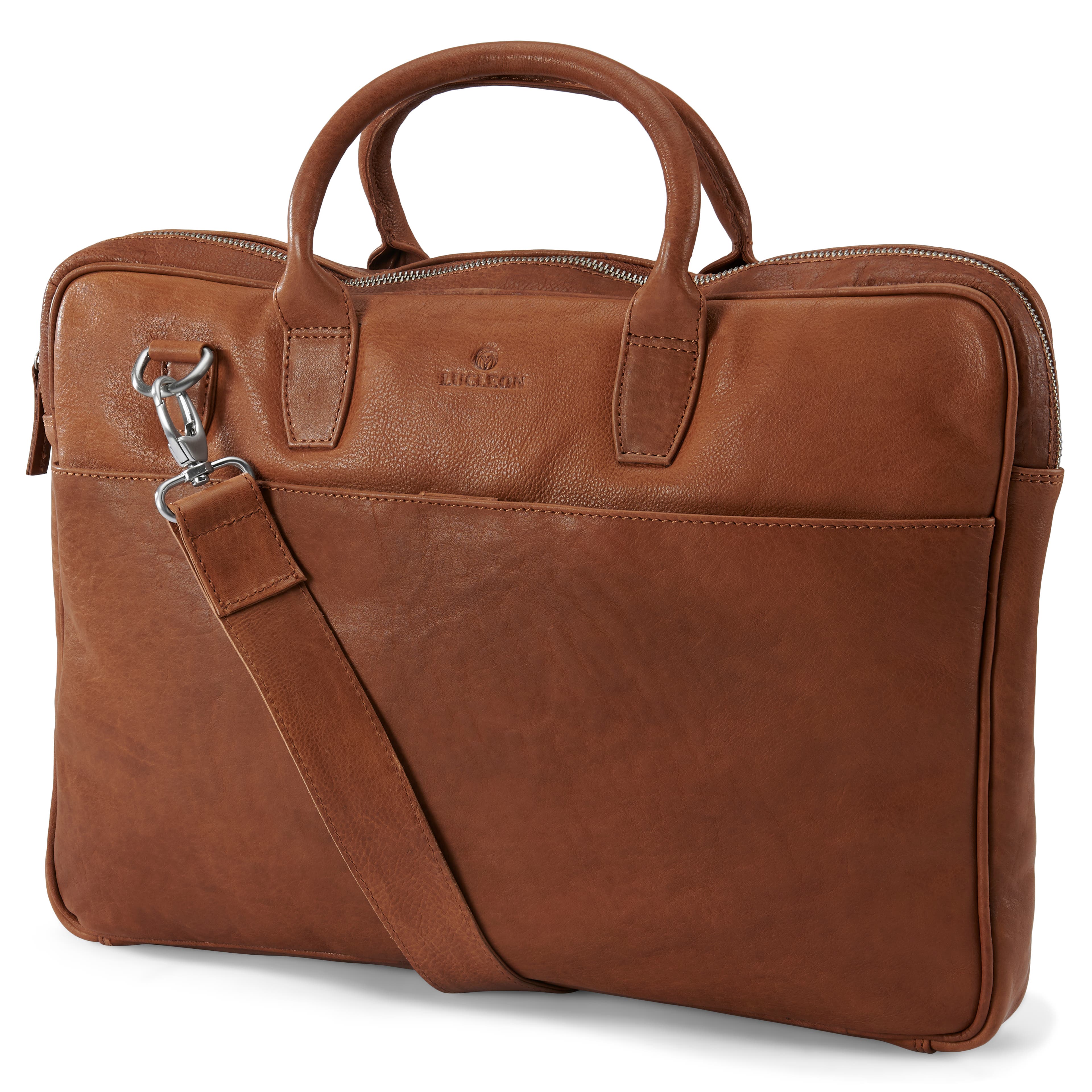 Cambodia | Slim 15” Executive Tan Leather Bag