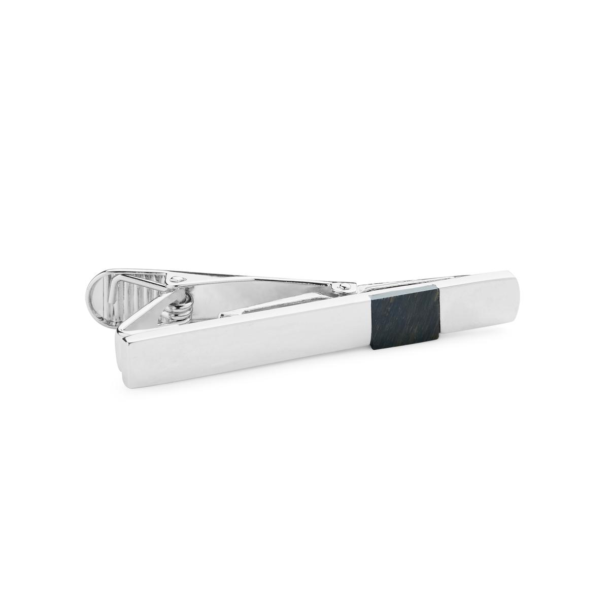 STERLL Pince à Cravate Argent Sterling 925 - Brillante Avec Bande Oxydée, Cadeau Homme Élégant
