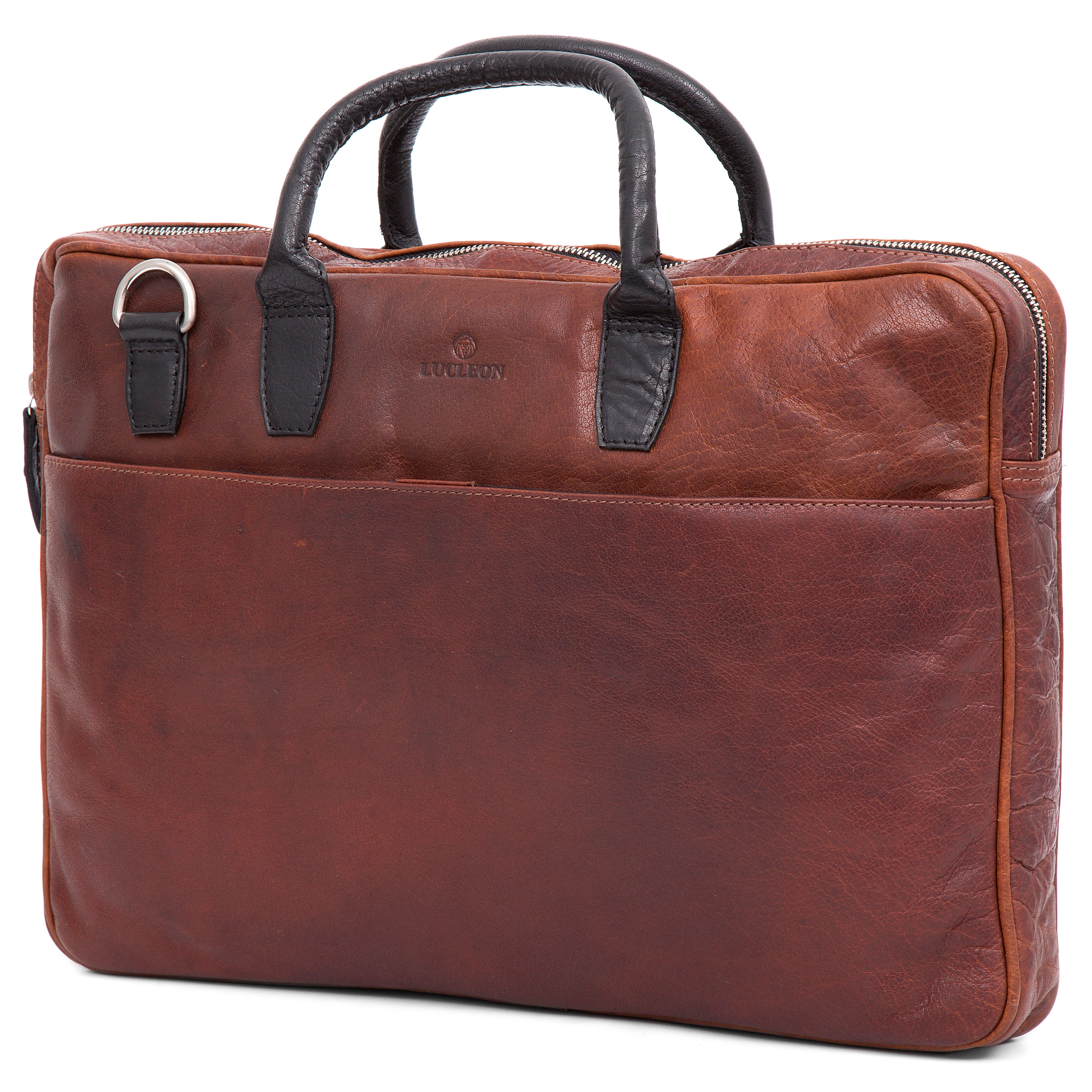 Montreal Slimmad 15" Executive Ljusbrun & Svart Läderväska