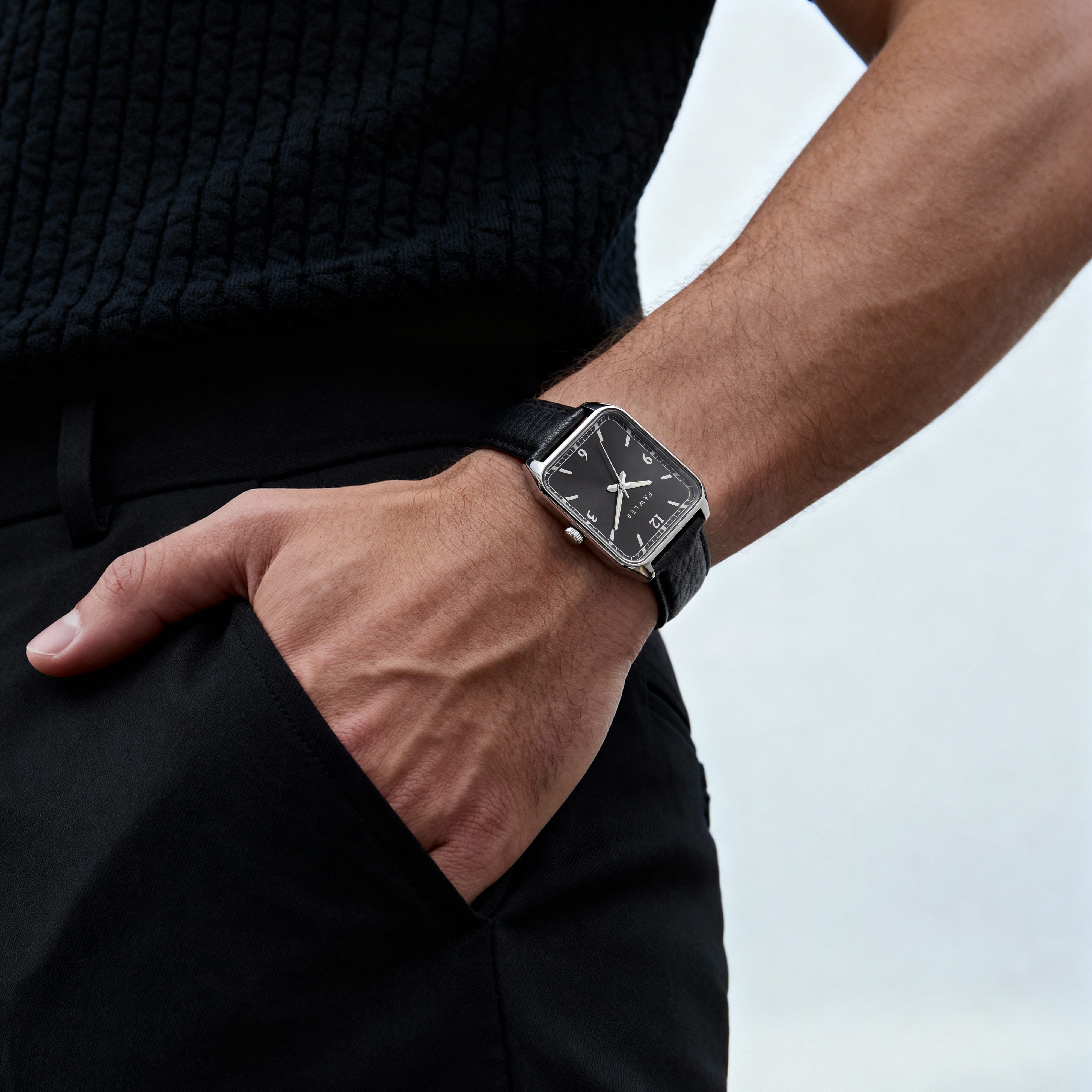 Clyde | Montre carrée argentée et grise - 2