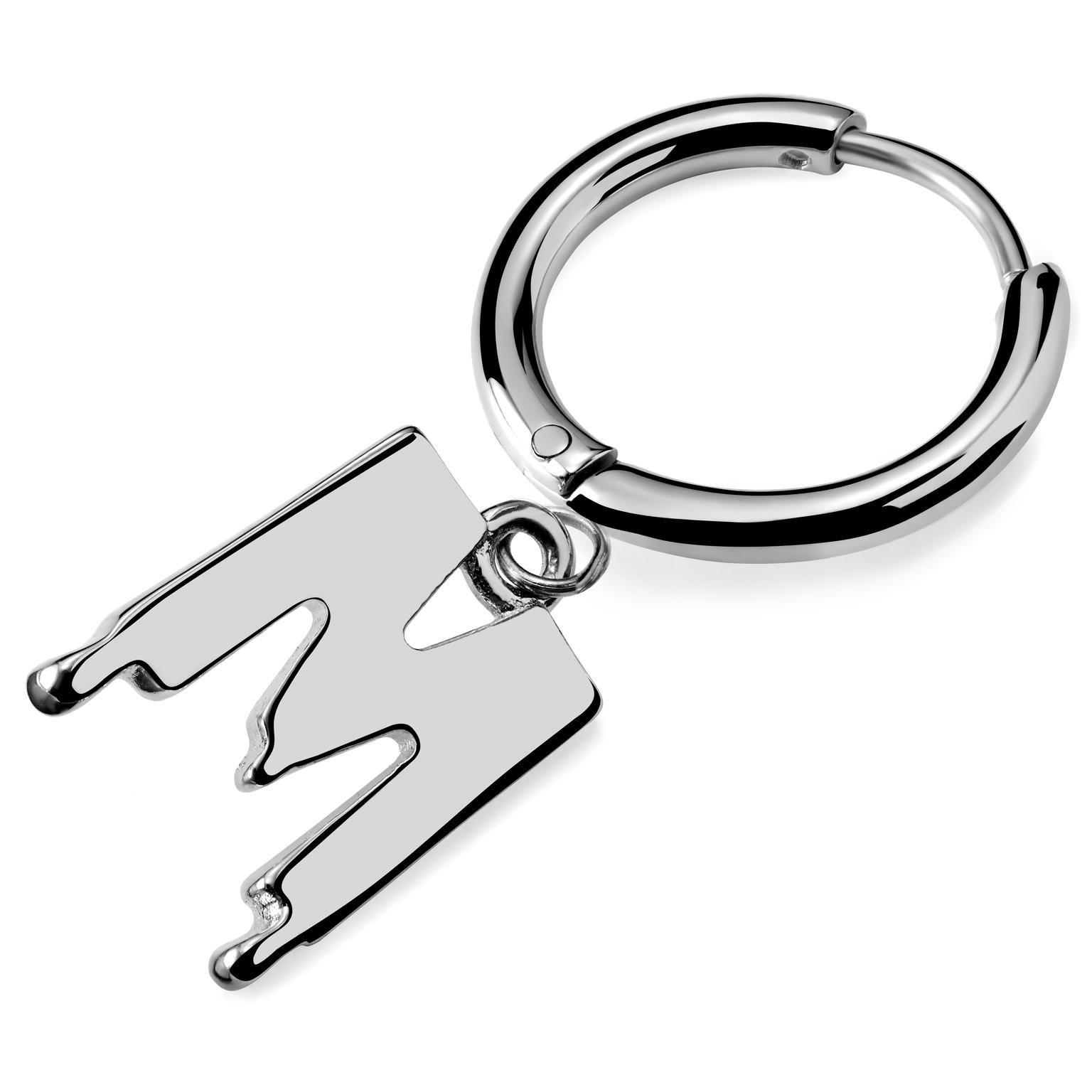 Fahrenheit | Boucle d'oreille avec l'initiale M en acier argenté Fahrenheit | Boucle d'oreille avec l'initiale M en acier argenté
