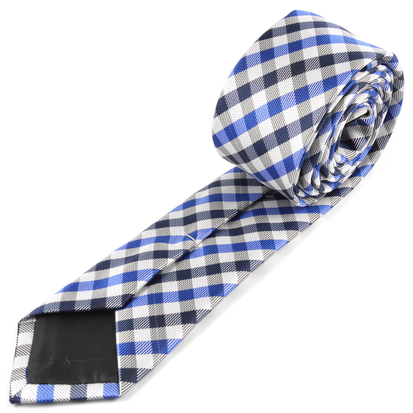 Blue & White Checkered Tie - 3