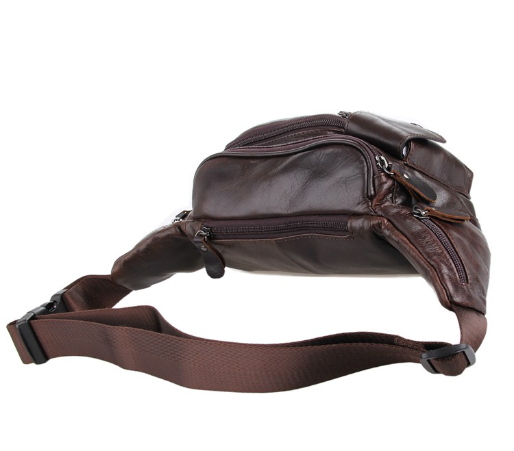 Leder Bauchtasche Braun - 9