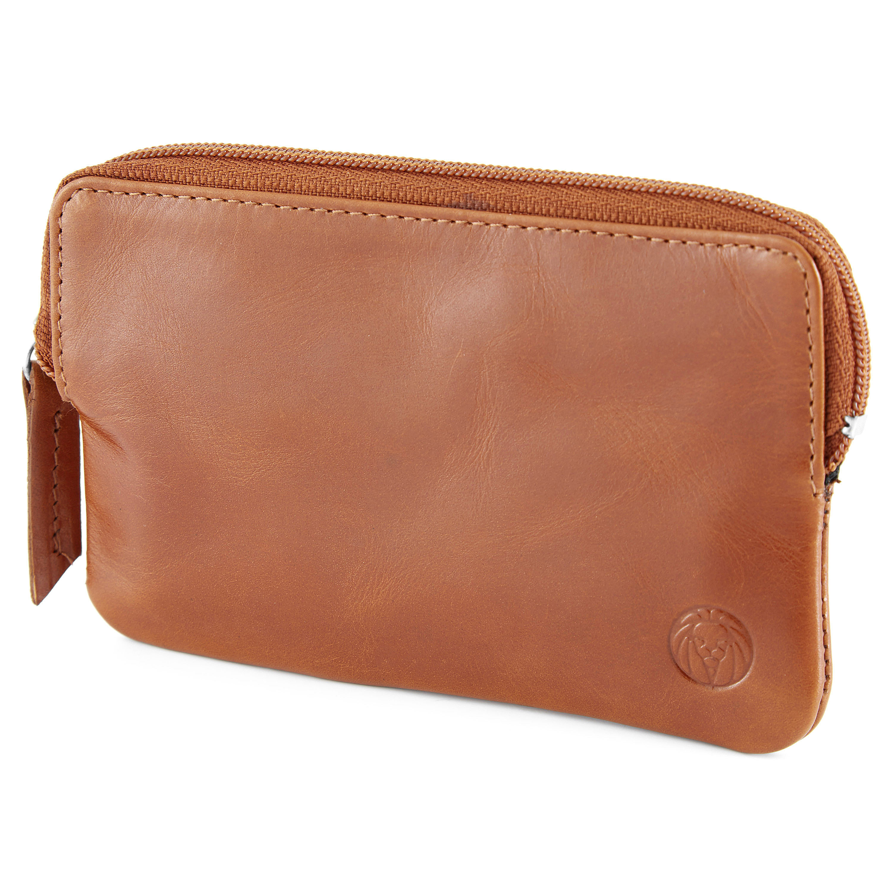 Lysebrun Jasper Læderpung med Lynlås - 3