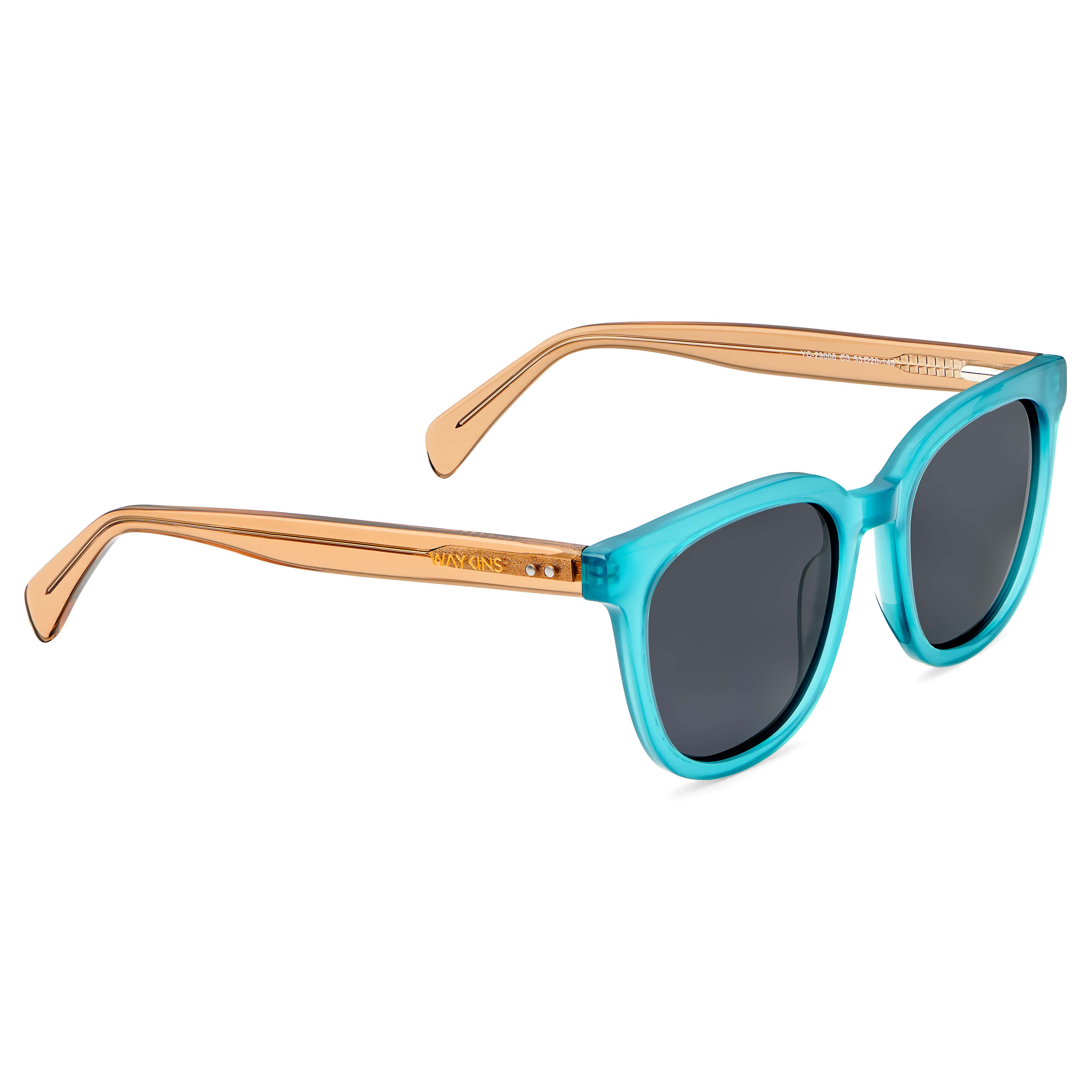 Blue & Brown Semi-transparent Polarised Sunglasses - 6 - gallery