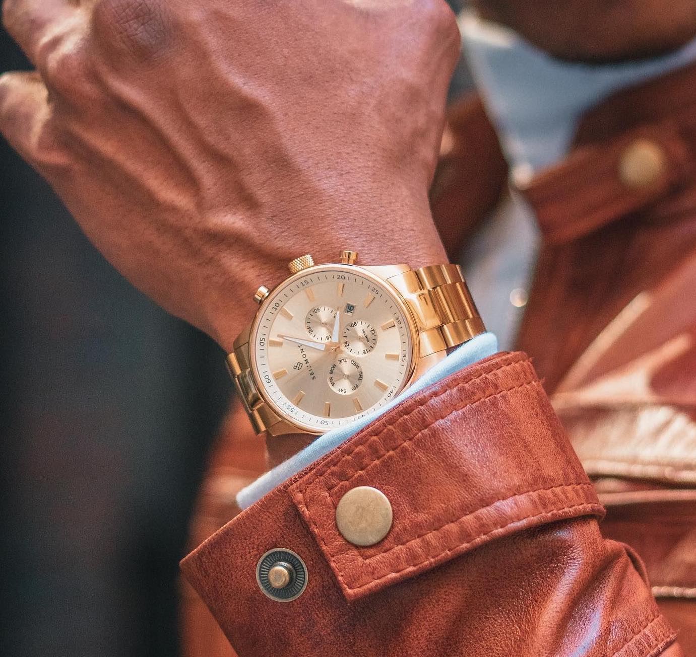 Troika II | Gold-Tone Dual-Time Watch With Gold-Tone Dial