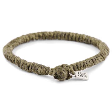 Army Green Woven Waxed Cotton Bracelet