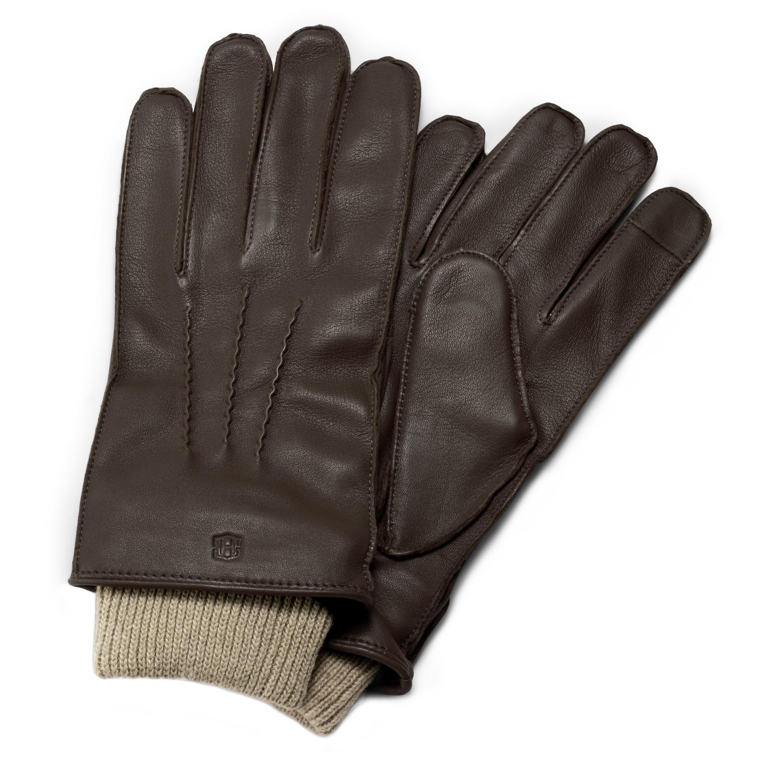 Sweater Cuffed Dark Brown Touchscreen Compatible Sheep Leather Gloves Sweater Cuffed Dark Brown Touchscreen Compatible Sheep Leather Gloves