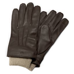Sweater Cuffed Dark Brown Touchscreen Compatible Sheep Leather Gloves