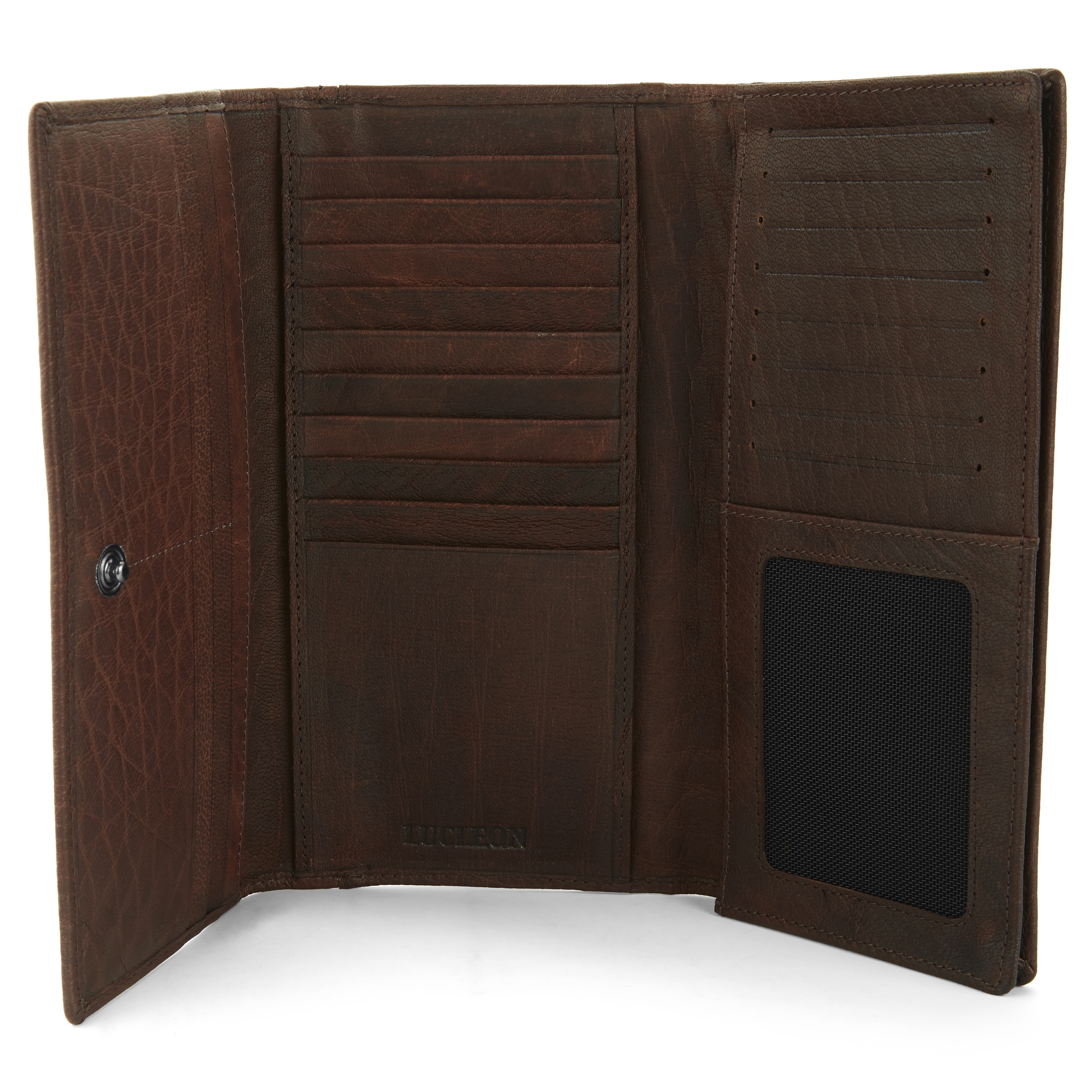 Ruskea kolmitaitteinen Oxford-nahkalompakko - 2