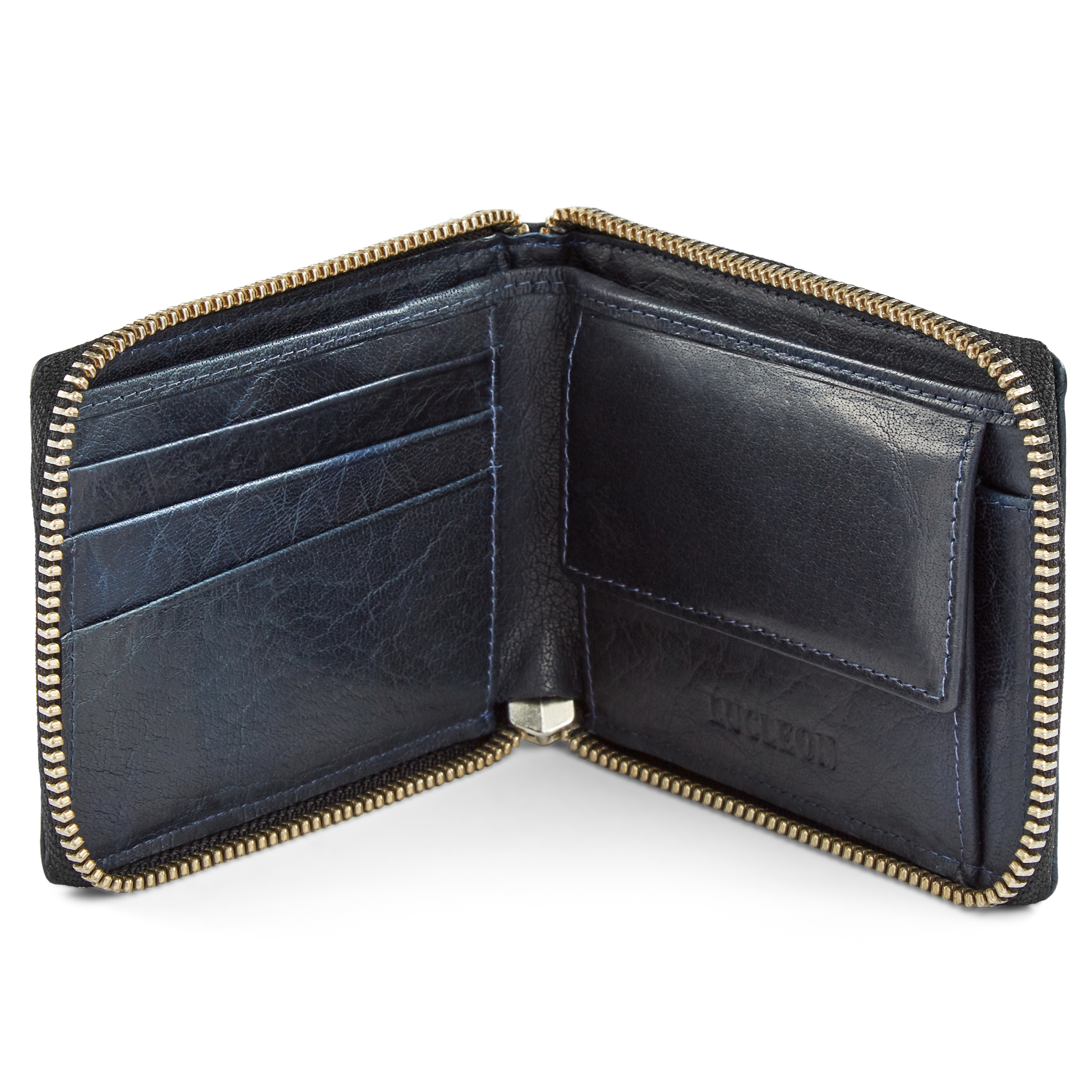 Kožená tmavomodrá peňaženka so zipsom Montreal s RFID  - 2