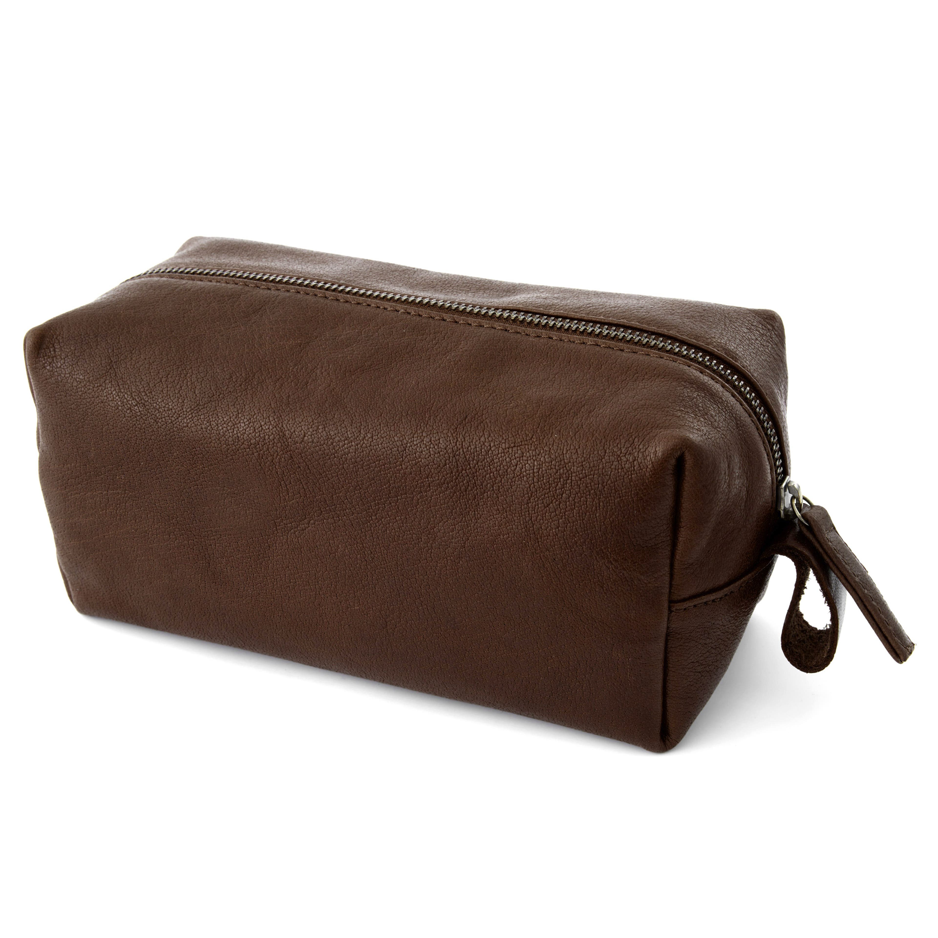 California | Dark Brown Leather Wash Bag