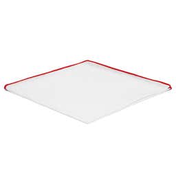 Λευκό Τετράγωνο Μαντήλι Τσέπης με Κόκκινες Άκρες