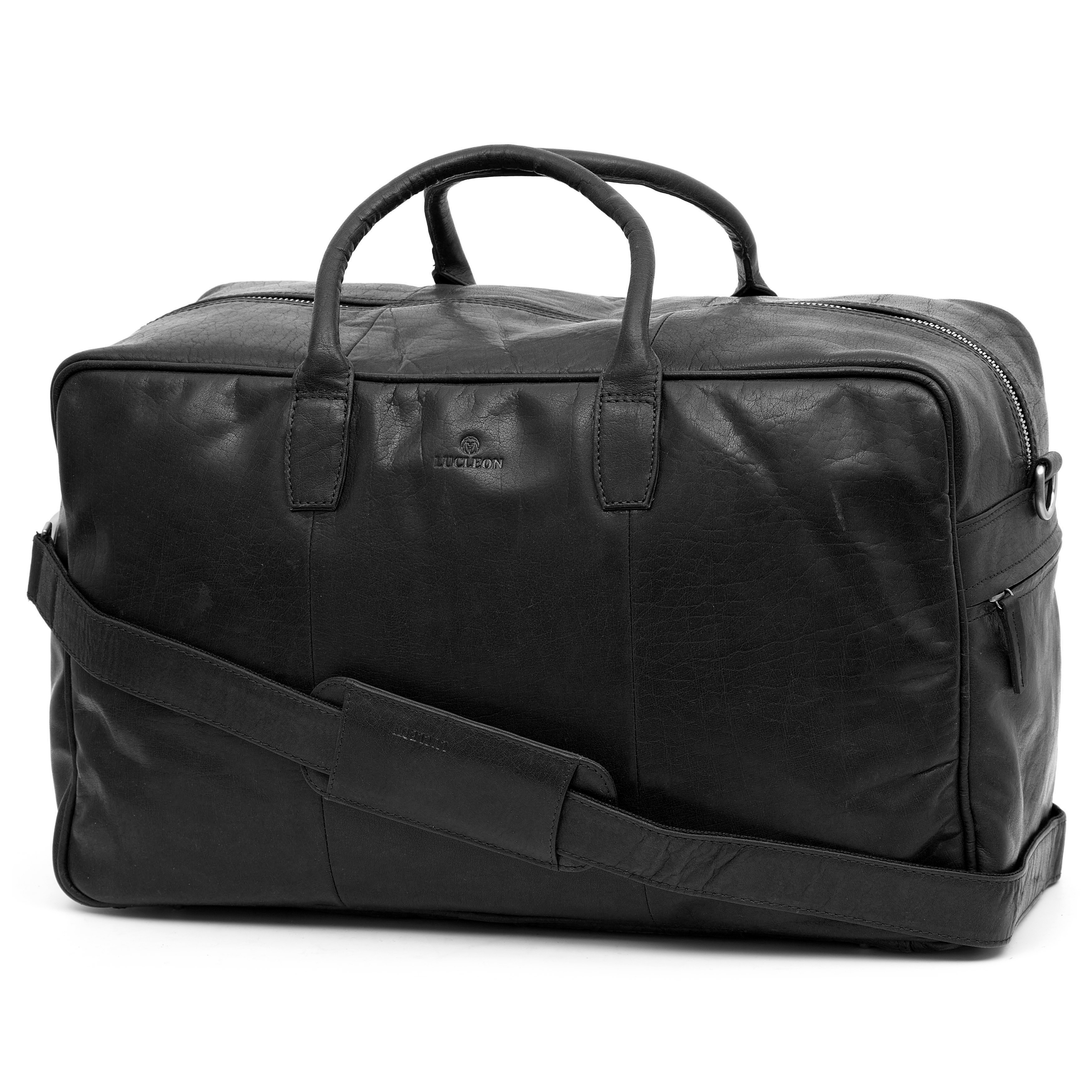 Montreal Black Leather Duffel Bag - 3