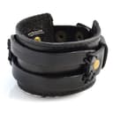 Bracelet large en cuir noir à 2 bandes Bracelet large en cuir noir à 2 bandes