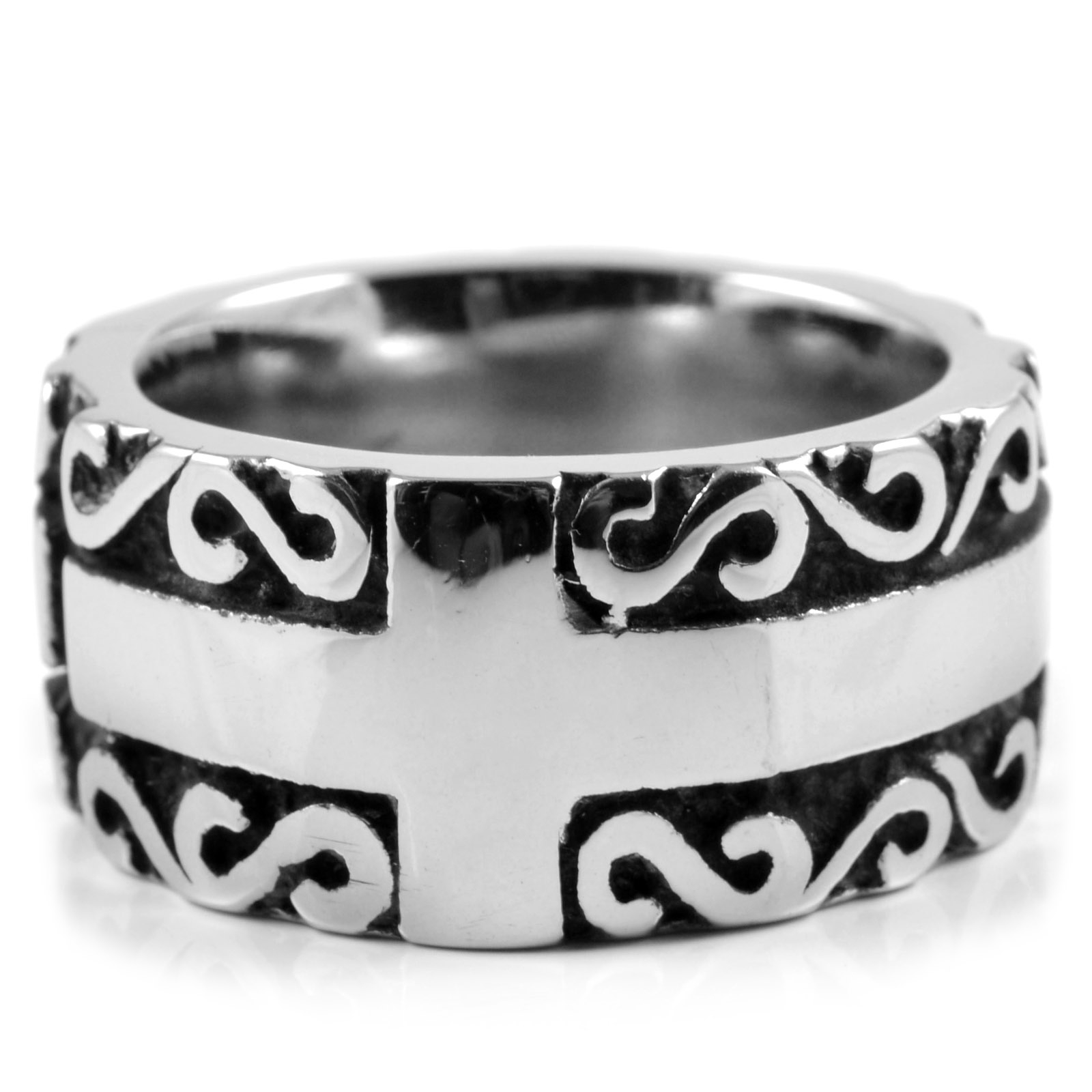 Maskulin Viking Kors Stålring - 2